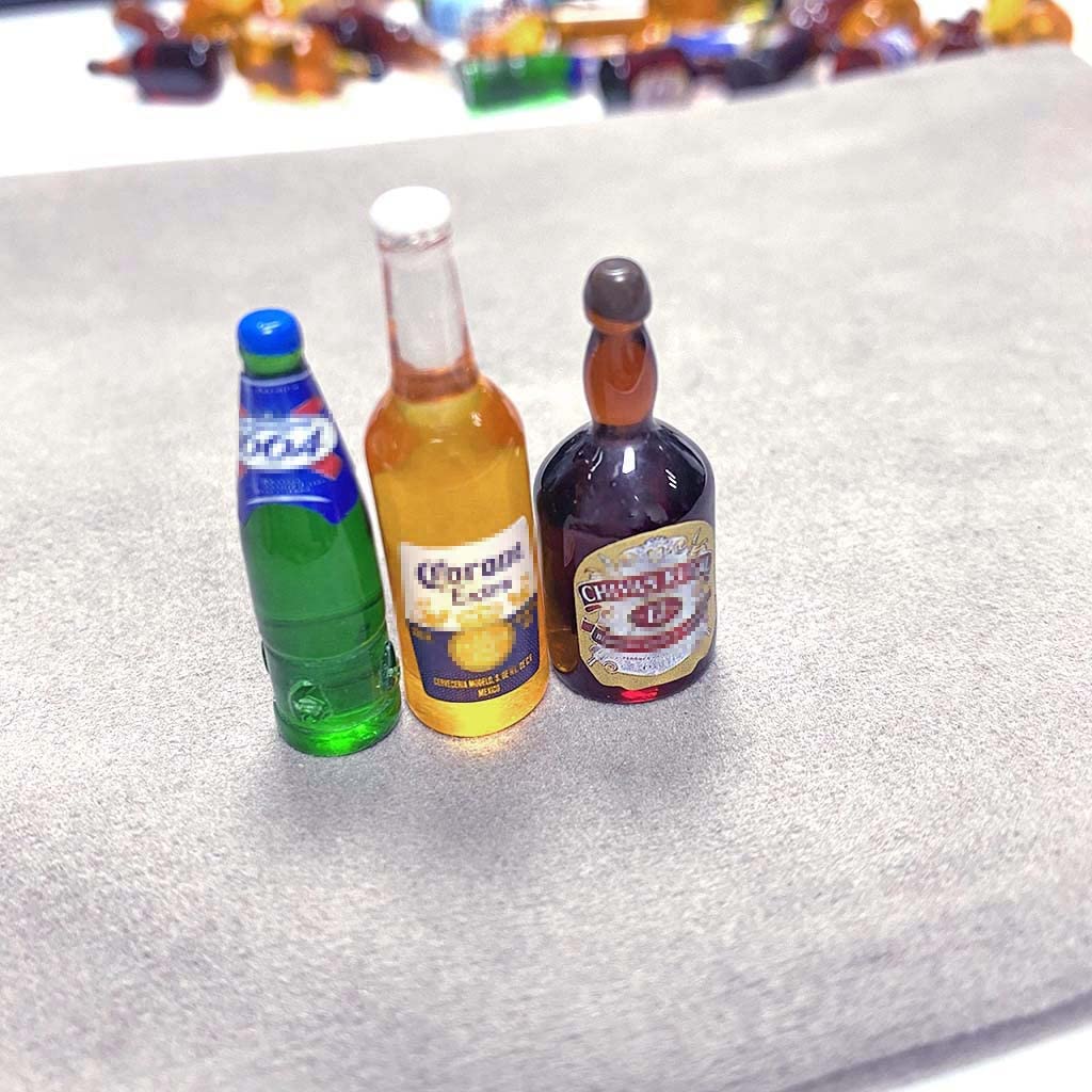 Juland 40PCS Miniature Drink Bottles Set for Dollhouse | Resin Mini Bar & Kitchen Decor