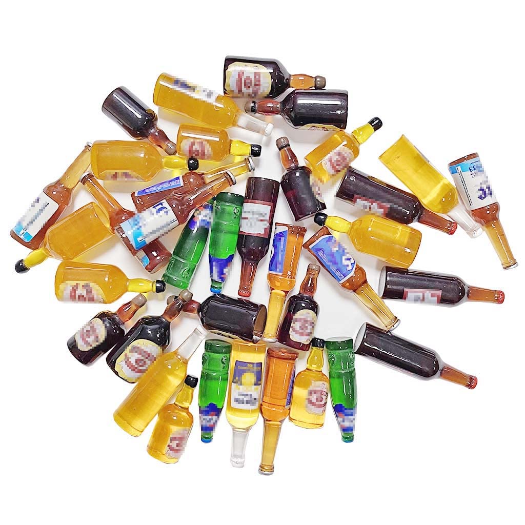Juland 40PCS Miniature Drink Bottles Set for Dollhouse | Resin Mini Bar & Kitchen Decor