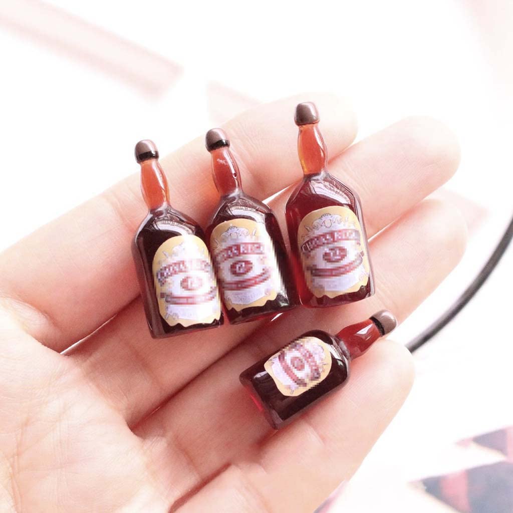 Juland 40PCS Miniature Drink Bottles Set for Dollhouse | Resin Mini Bar & Kitchen Decor