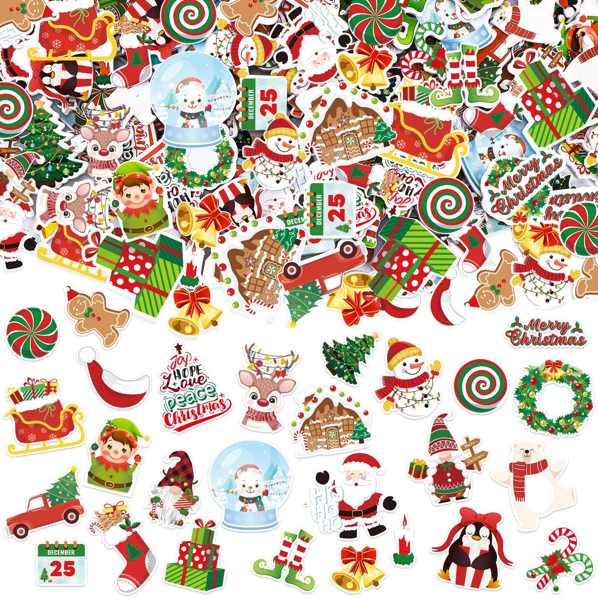 JULBEAR Christmas Foam Sticker Kit – 300Pcs Self-Adhesive EVA Foam for Crafts, Party Favors, Classroom Decor