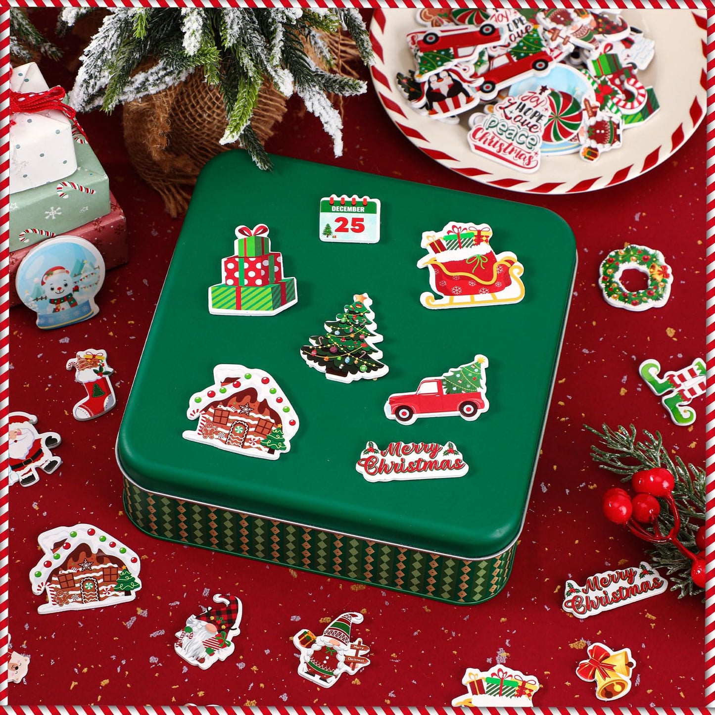 JULBEAR Christmas Foam Sticker Kit – 300Pcs Self-Adhesive EVA Foam for Crafts, Party Favors, Classroom Decor