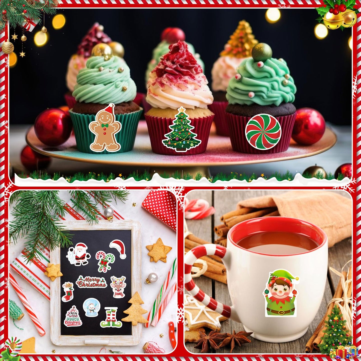 JULBEAR Christmas Foam Sticker Kit – 300Pcs Self-Adhesive EVA Foam for Crafts, Party Favors, Classroom Decor