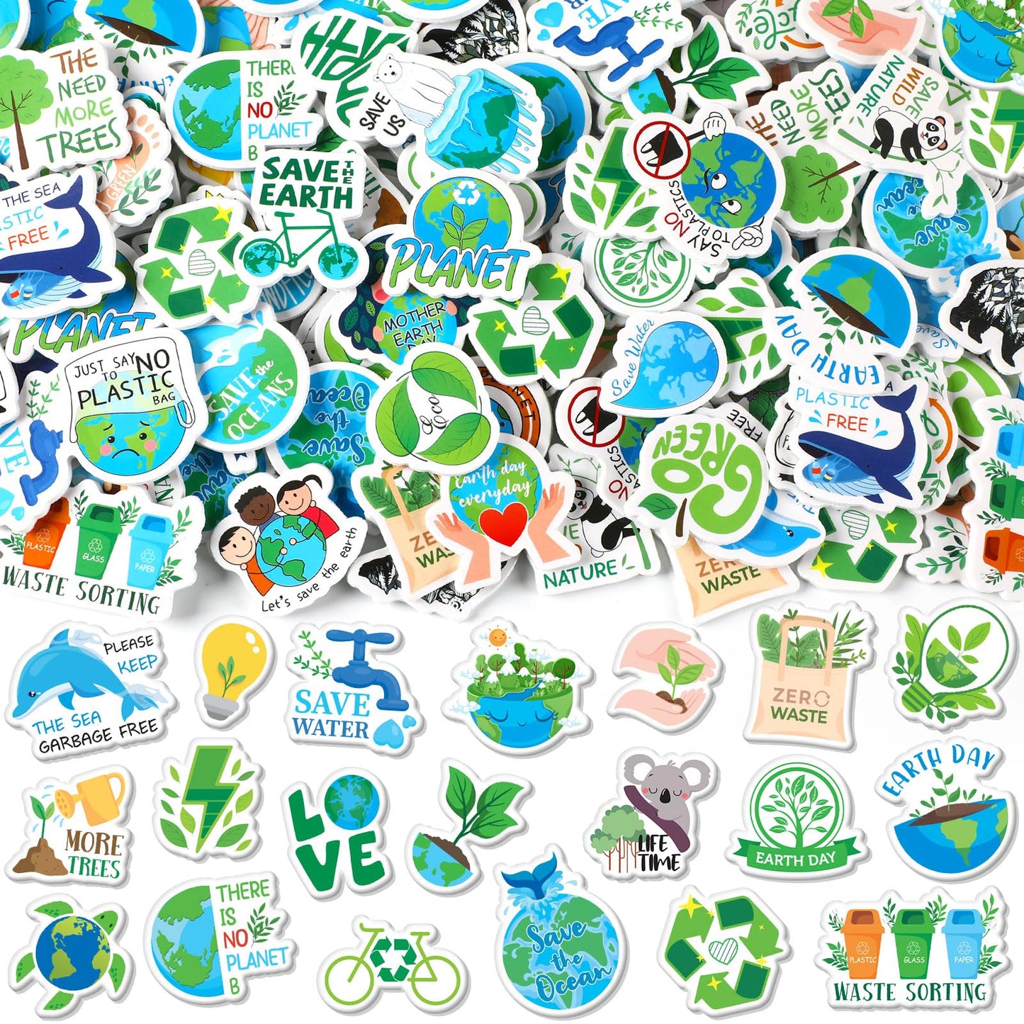 JULBEAR 300Pcs Earth Day Foam Stickers – Save The Earth, DIY Crafts & School Decor