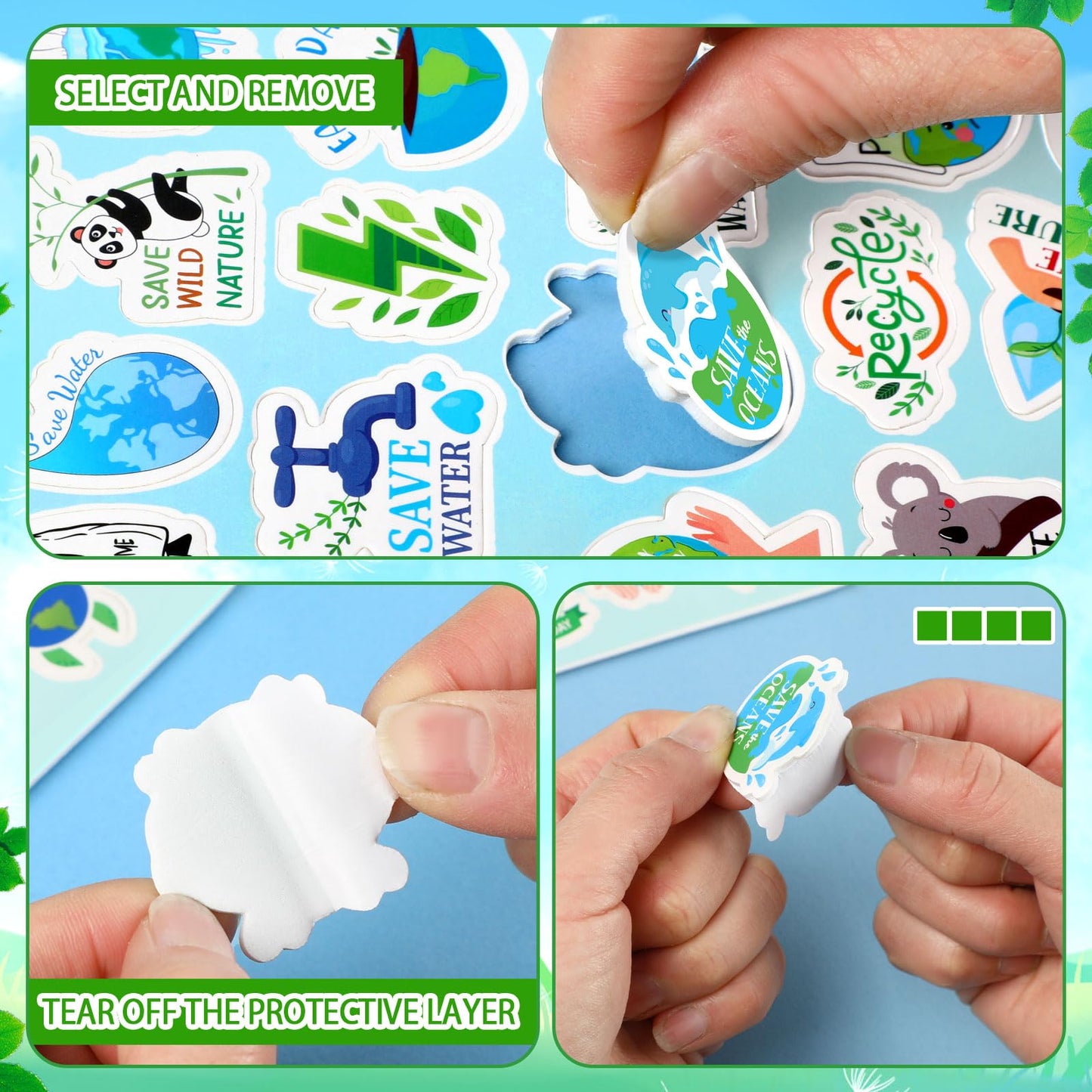 JULBEAR 300Pcs Earth Day Foam Stickers – Save The Earth, DIY Crafts & School Decor