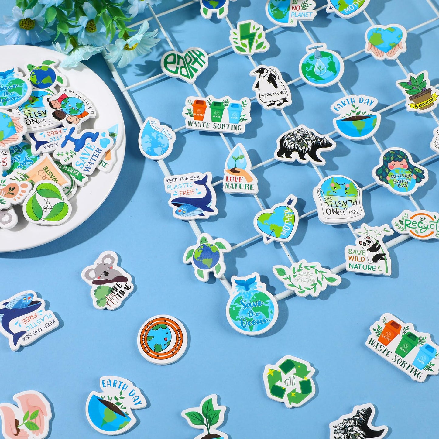 JULBEAR 300Pcs Earth Day Foam Stickers – Save The Earth, DIY Crafts & School Decor