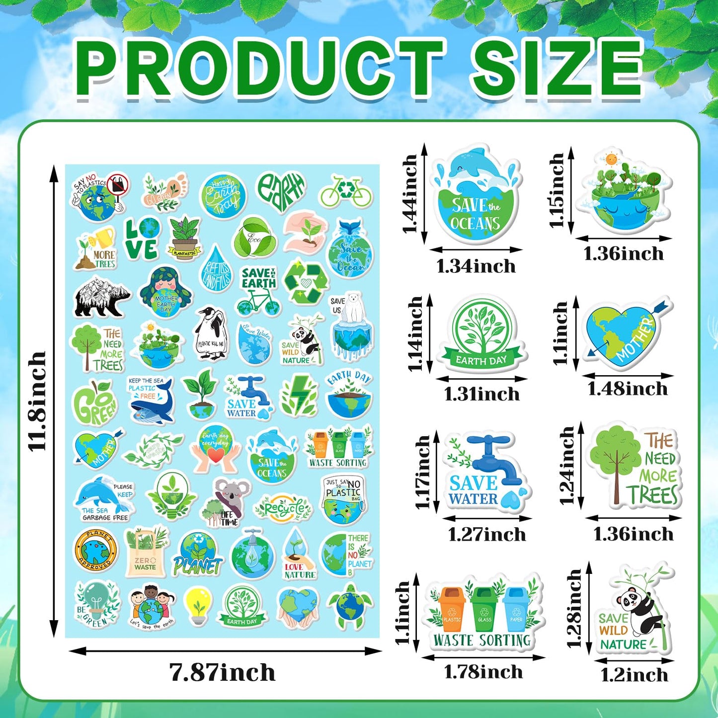 JULBEAR 300Pcs Earth Day Foam Stickers – Save The Earth, DIY Crafts & School Decor