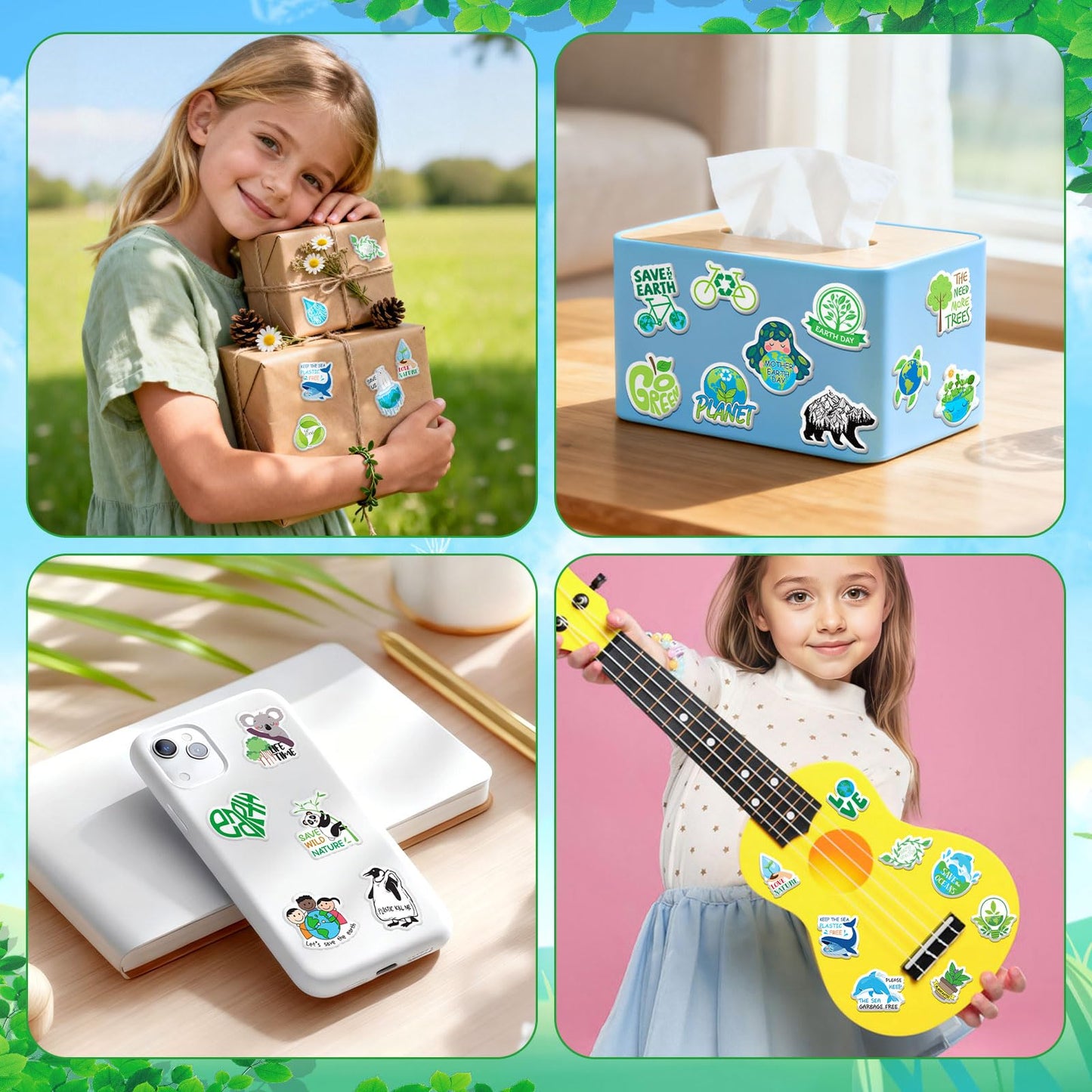 JULBEAR 300Pcs Earth Day Foam Stickers – Save The Earth, DIY Crafts & School Decor