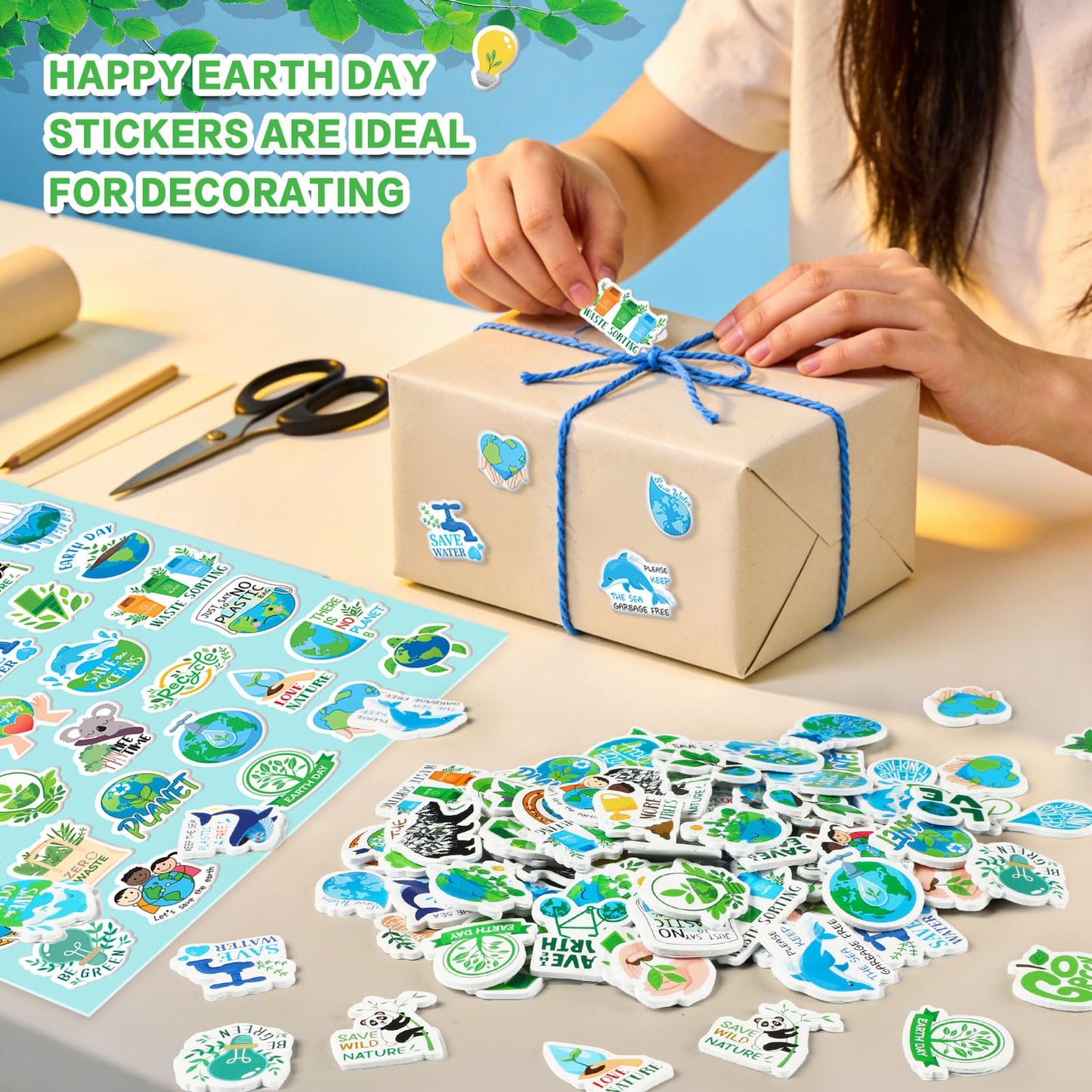 JULBEAR 300Pcs Earth Day Foam Stickers – Save The Earth, DIY Crafts & School Decor
