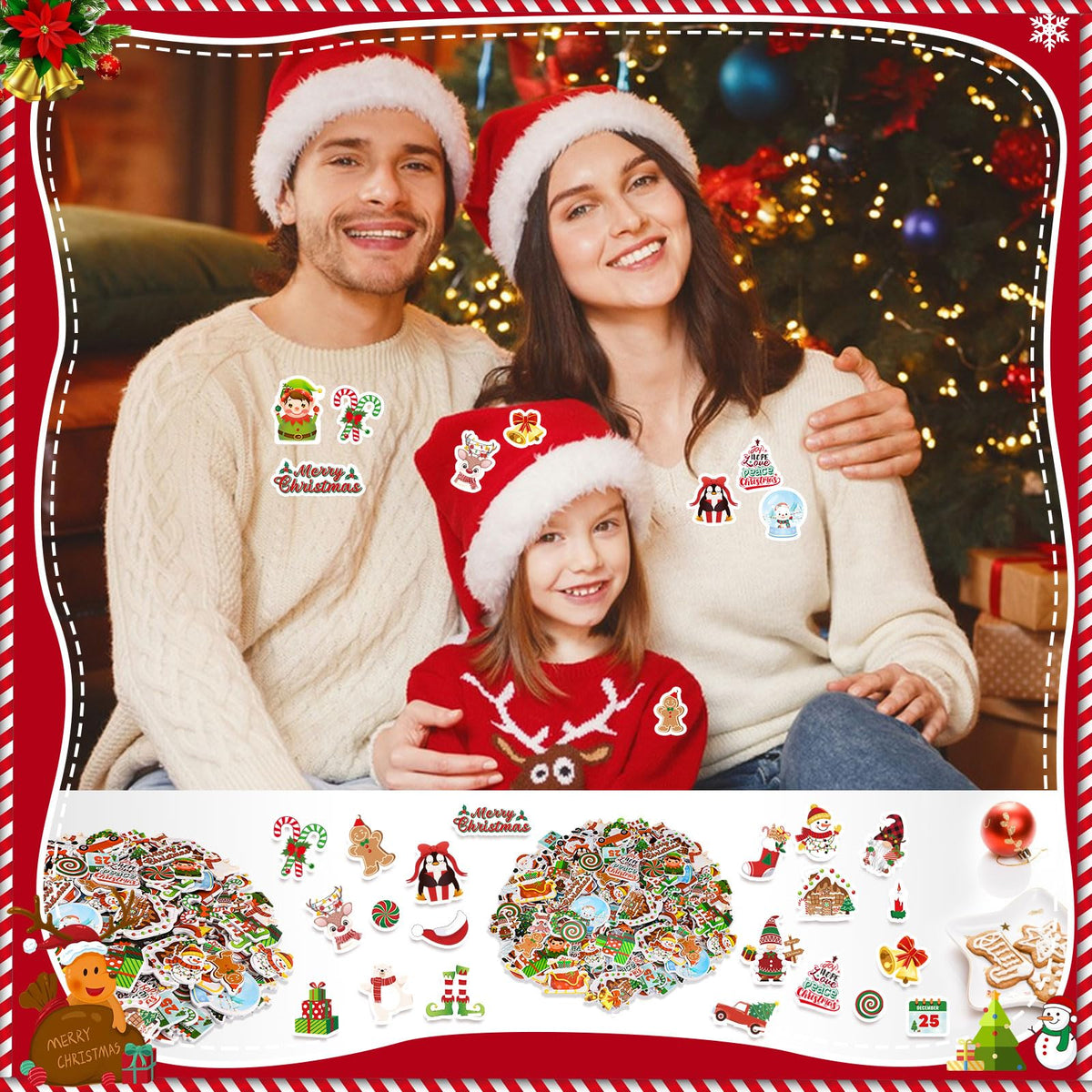 JULBEAR Christmas Foam Sticker Kit – 300Pcs Self-Adhesive EVA Foam for Crafts, Party Favors, Classroom Decor