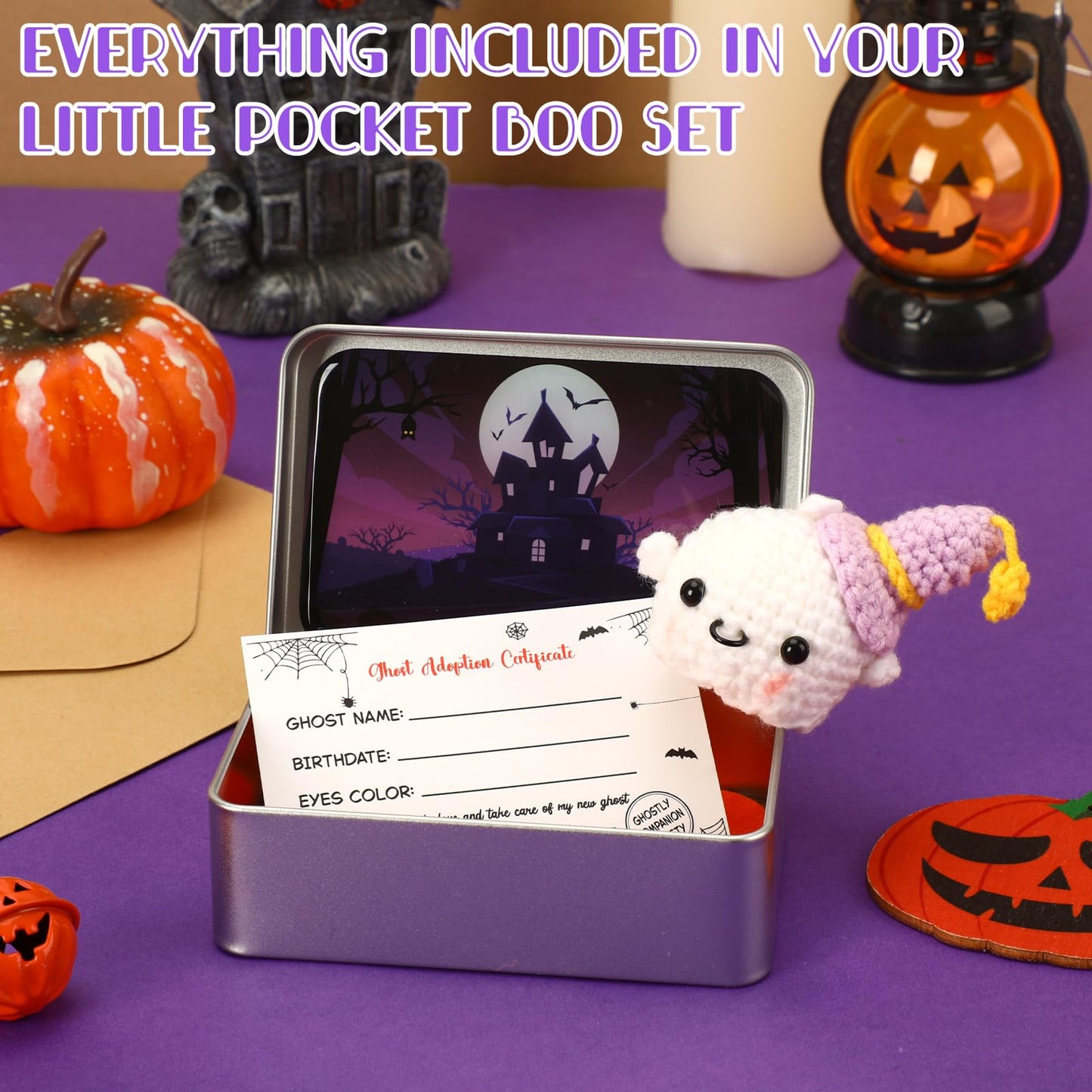 JULEASEL Little Pocket Boo – Cute Mini Ghost in Tin Box, Travel Buddy