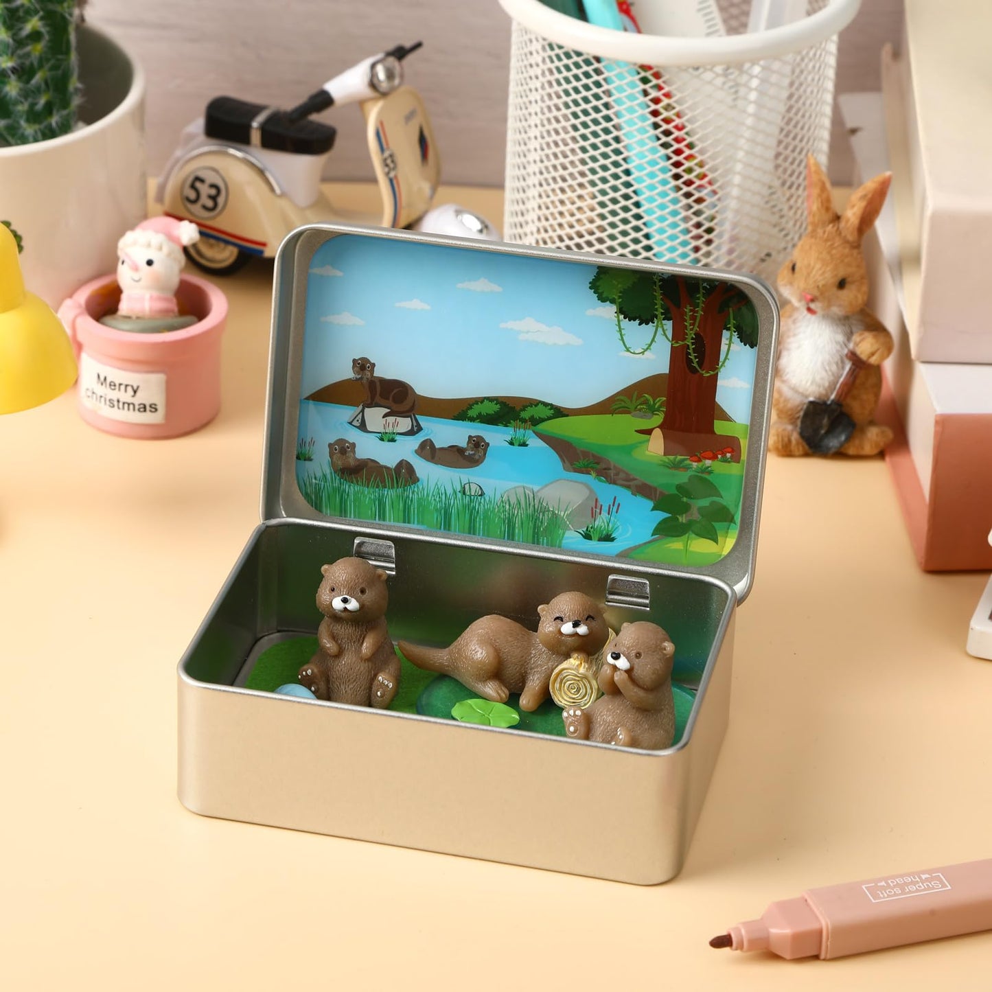 JULEASEL Little Pocket Otter – Tiny Tin Box Travel Buddy & Gift