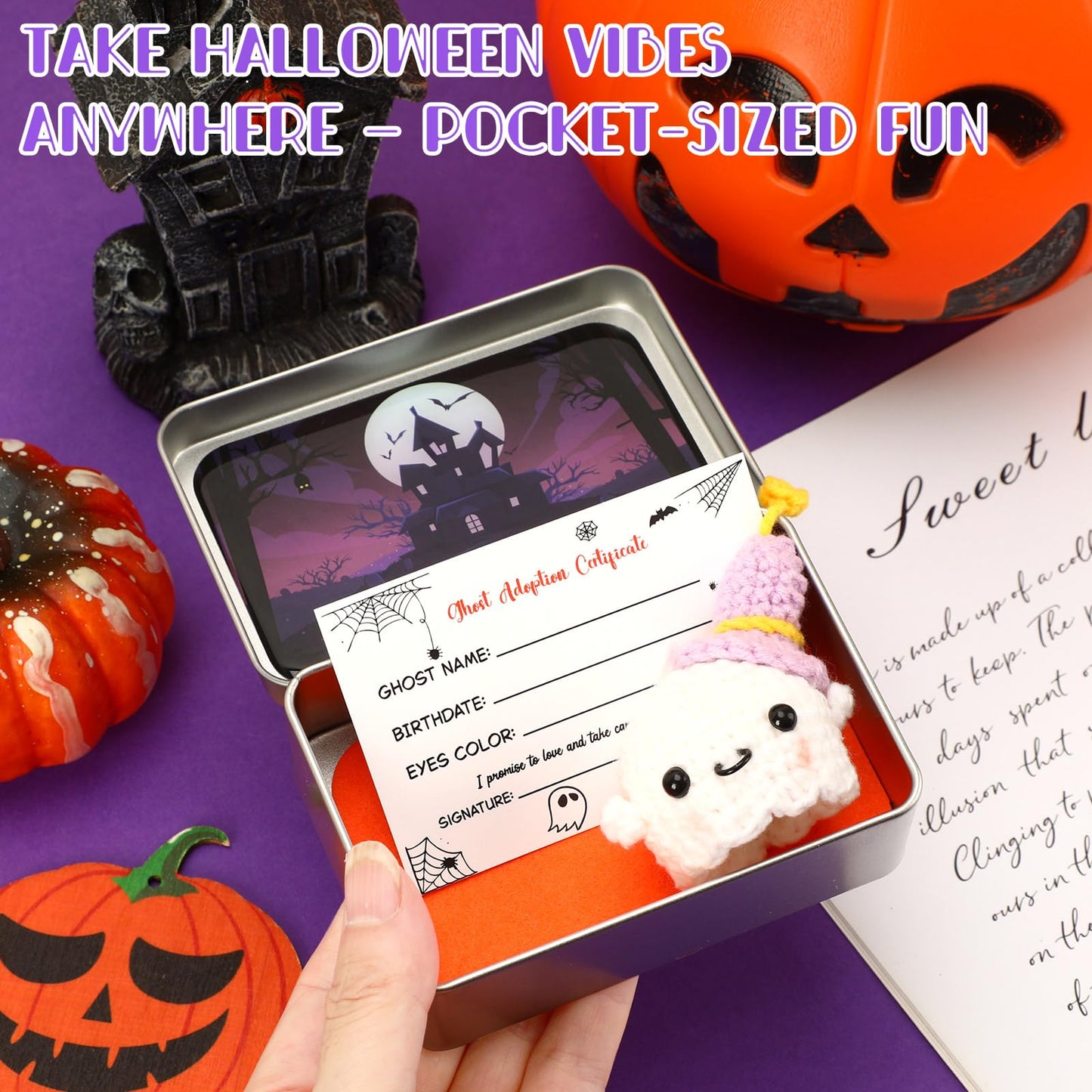 JULEASEL Little Pocket Boo – Cute Mini Ghost in Tin Box, Travel Buddy