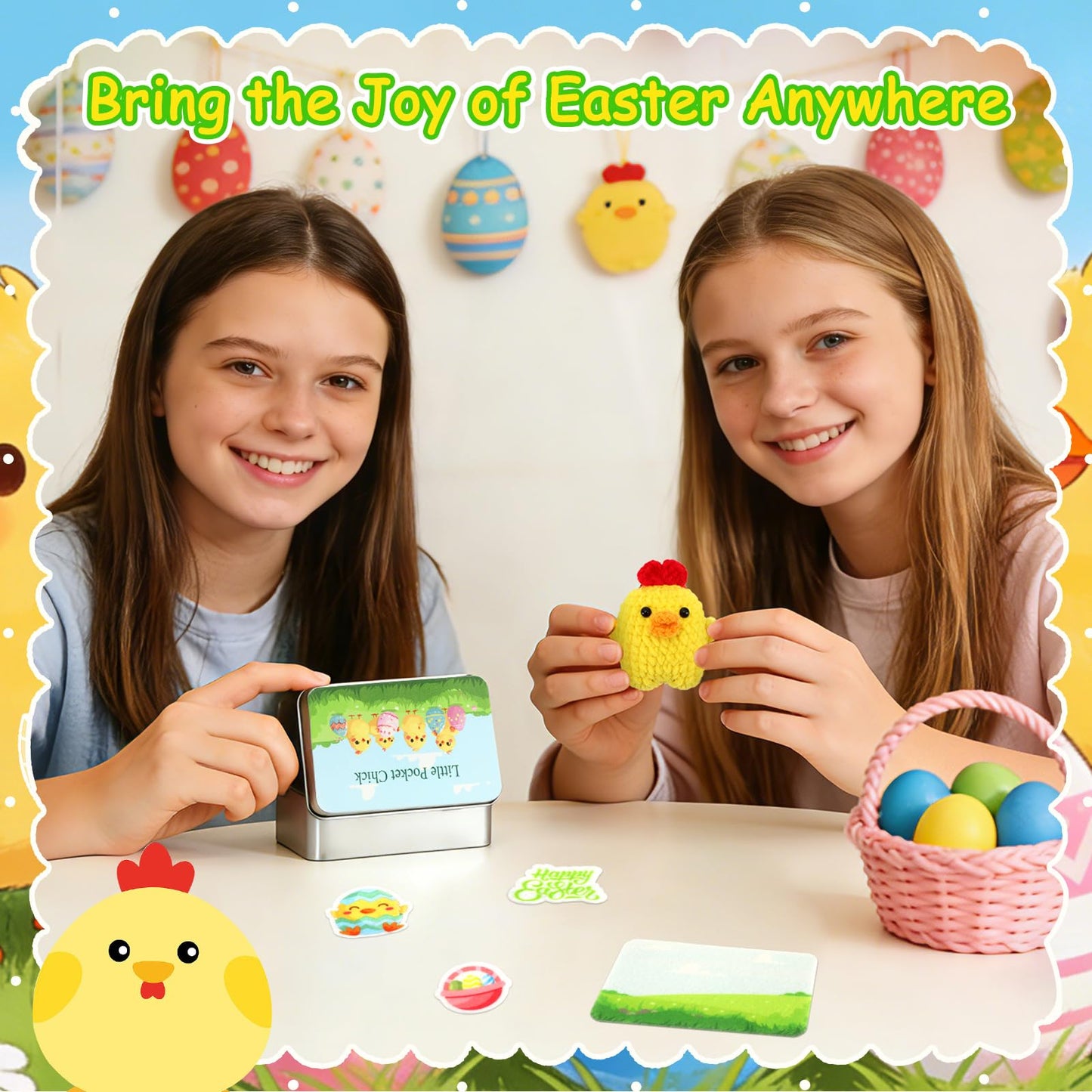JULEASEL Little Pocket Chick: Mini Easter Scene in Tin Box