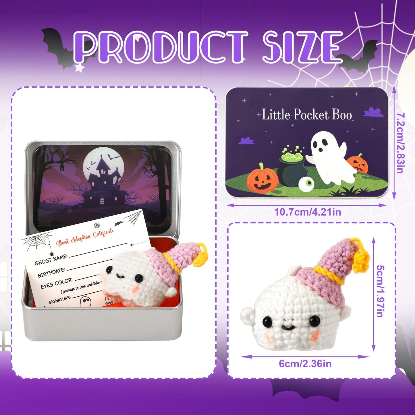 JULEASEL Little Pocket Boo – Cute Mini Ghost in Tin Box, Travel Buddy