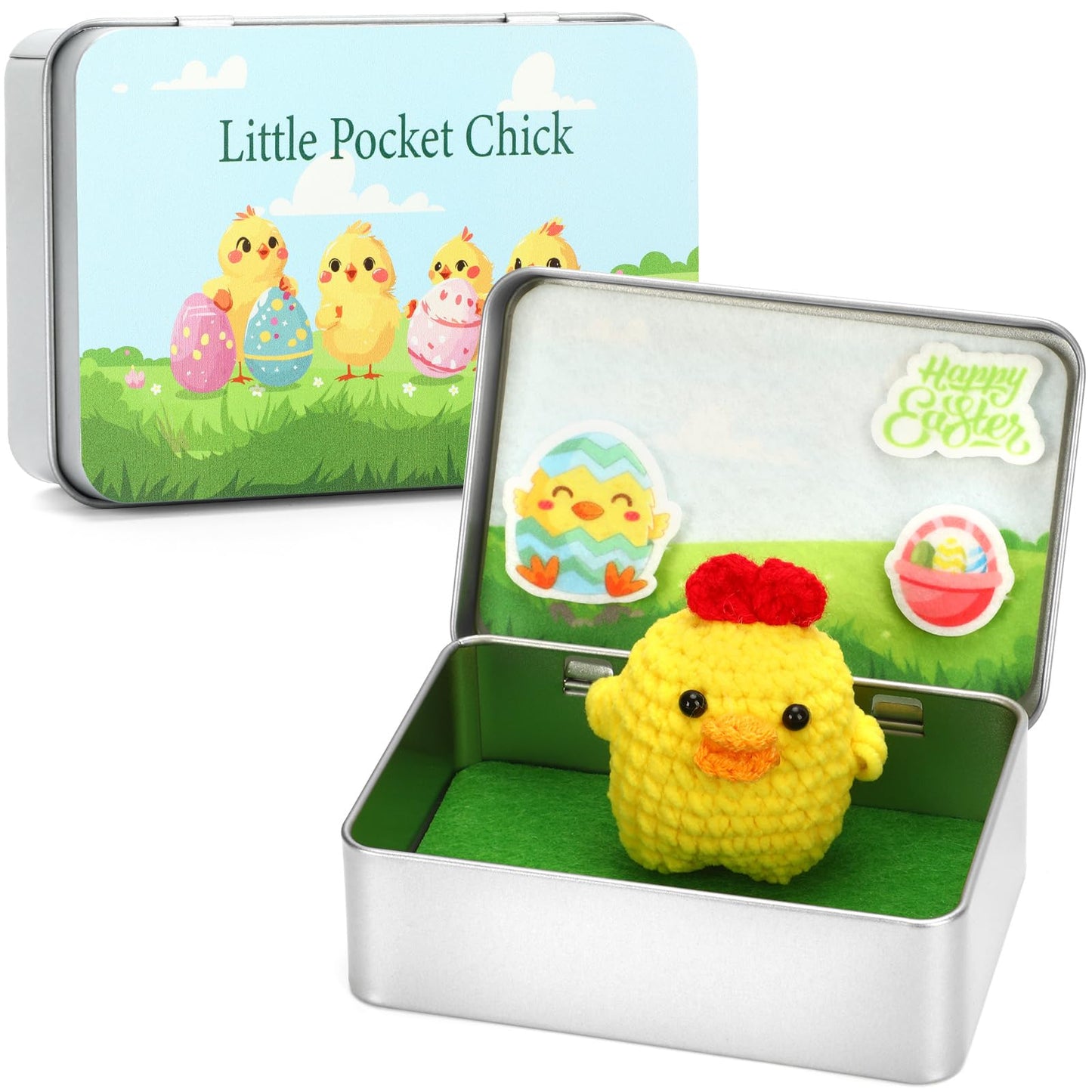 JULEASEL Little Pocket Chick: Mini Easter Scene in Tin Box