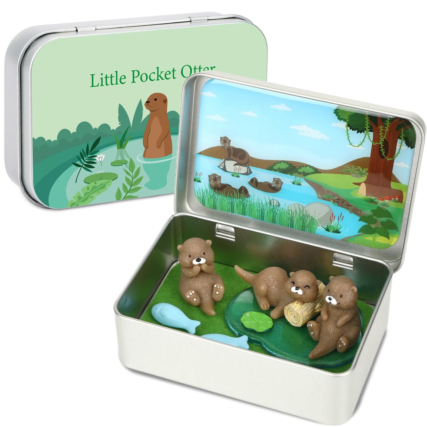 JULEASEL Little Pocket Otter – Tiny Tin Box Travel Buddy & Gift
