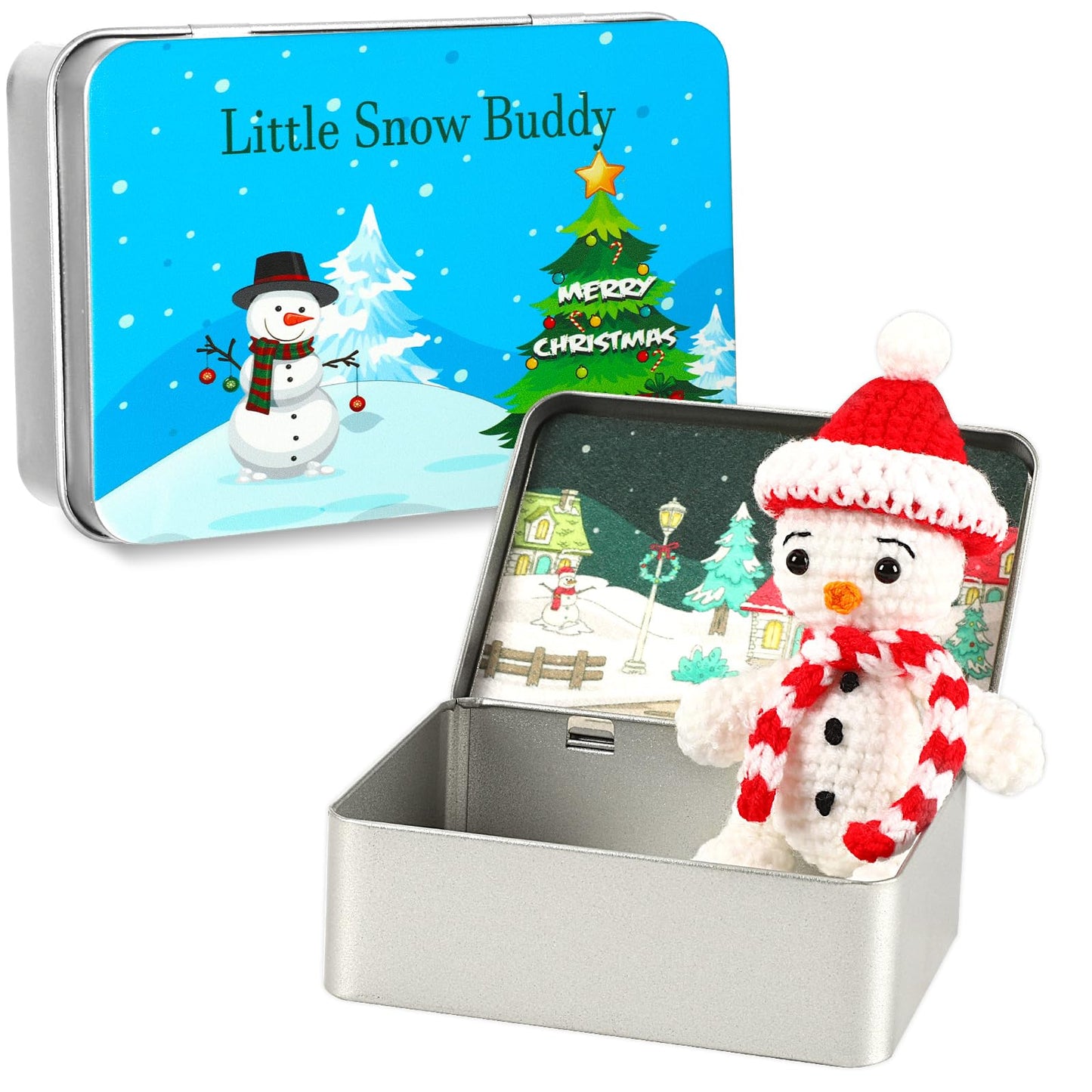 JULEASEL Little Snowman Buddy — Crochet Snowman Decor, Travel Companion & Gift Idea