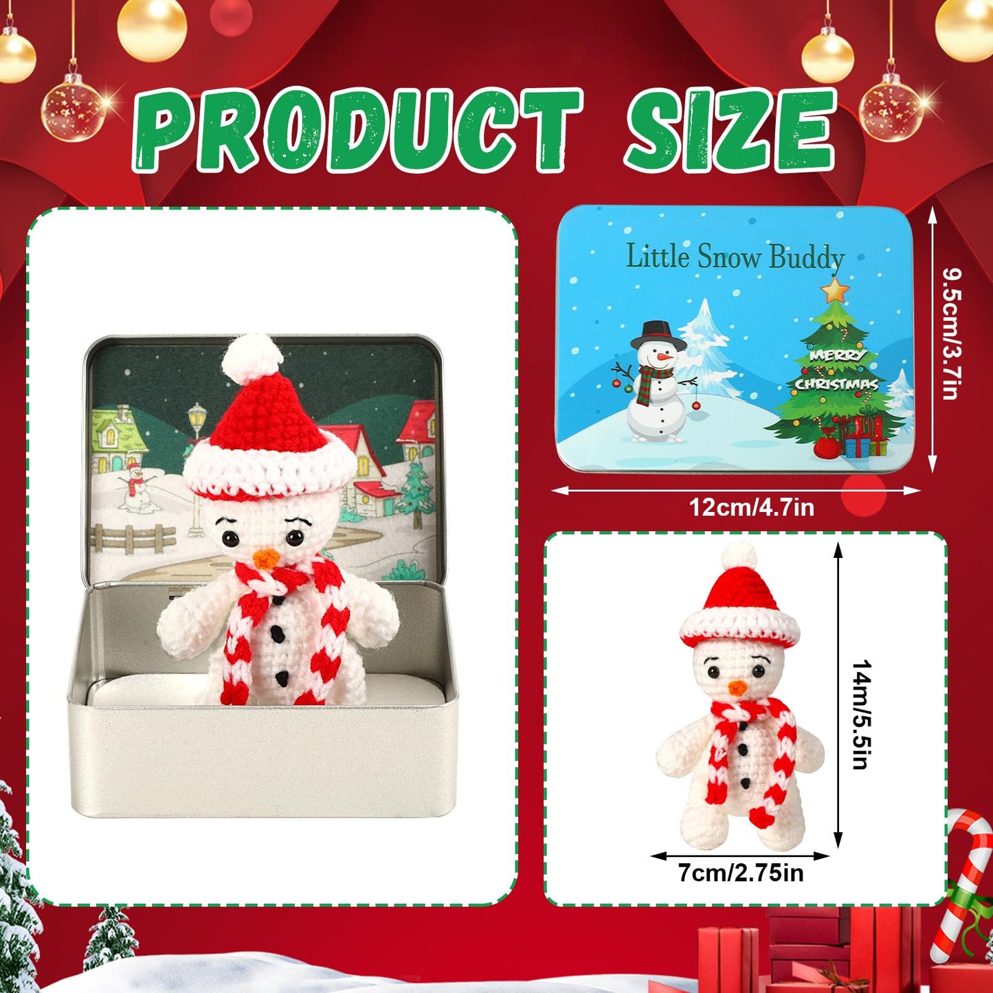 JULEASEL Little Snowman Buddy — Crochet Snowman Decor, Travel Companion & Gift Idea