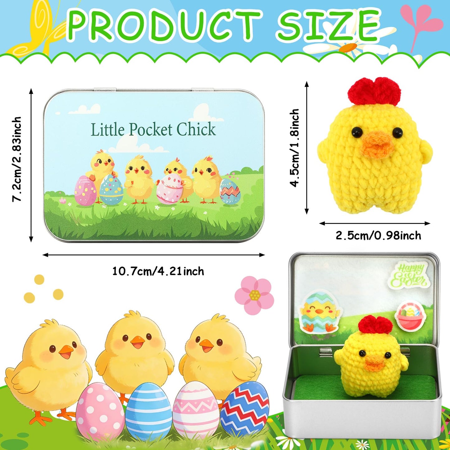 JULEASEL Little Pocket Chick: Mini Easter Scene in Tin Box