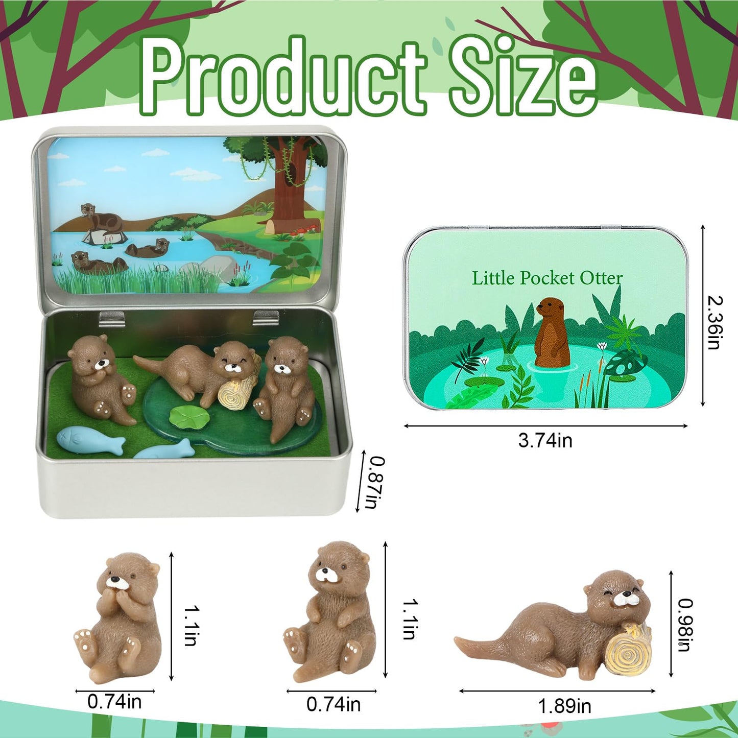 JULEASEL Little Pocket Otter – Tiny Tin Box Travel Buddy & Gift
