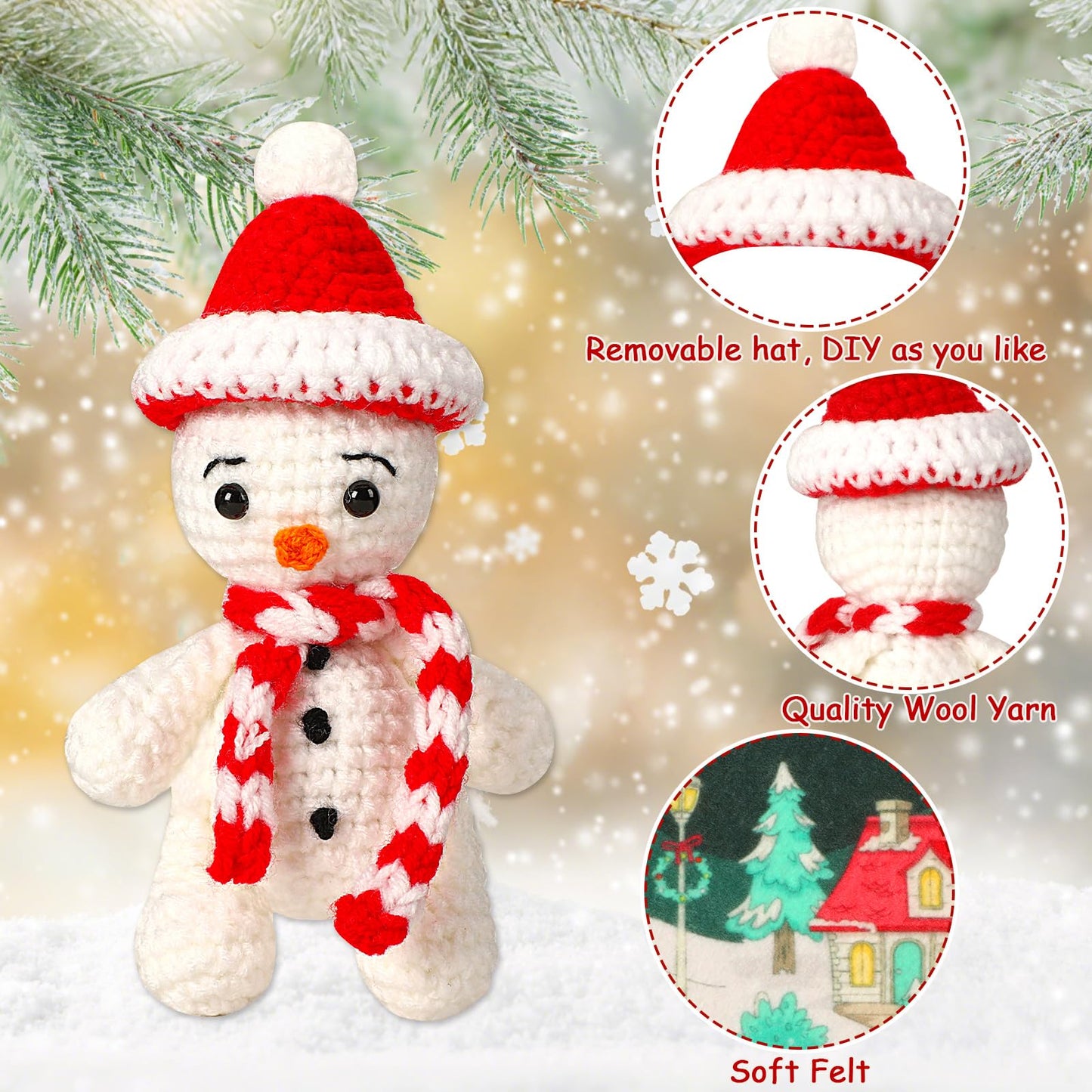 JULEASEL Little Snowman Buddy — Crochet Snowman Decor, Travel Companion & Gift Idea