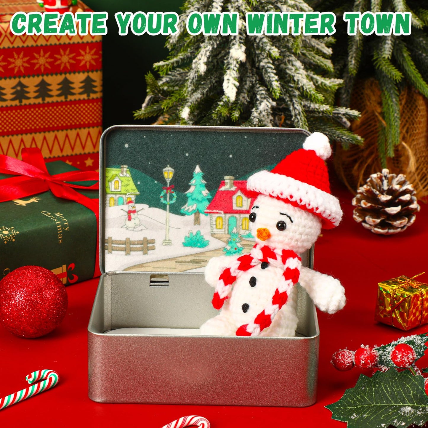 JULEASEL Little Snowman Buddy — Crochet Snowman Decor, Travel Companion & Gift Idea