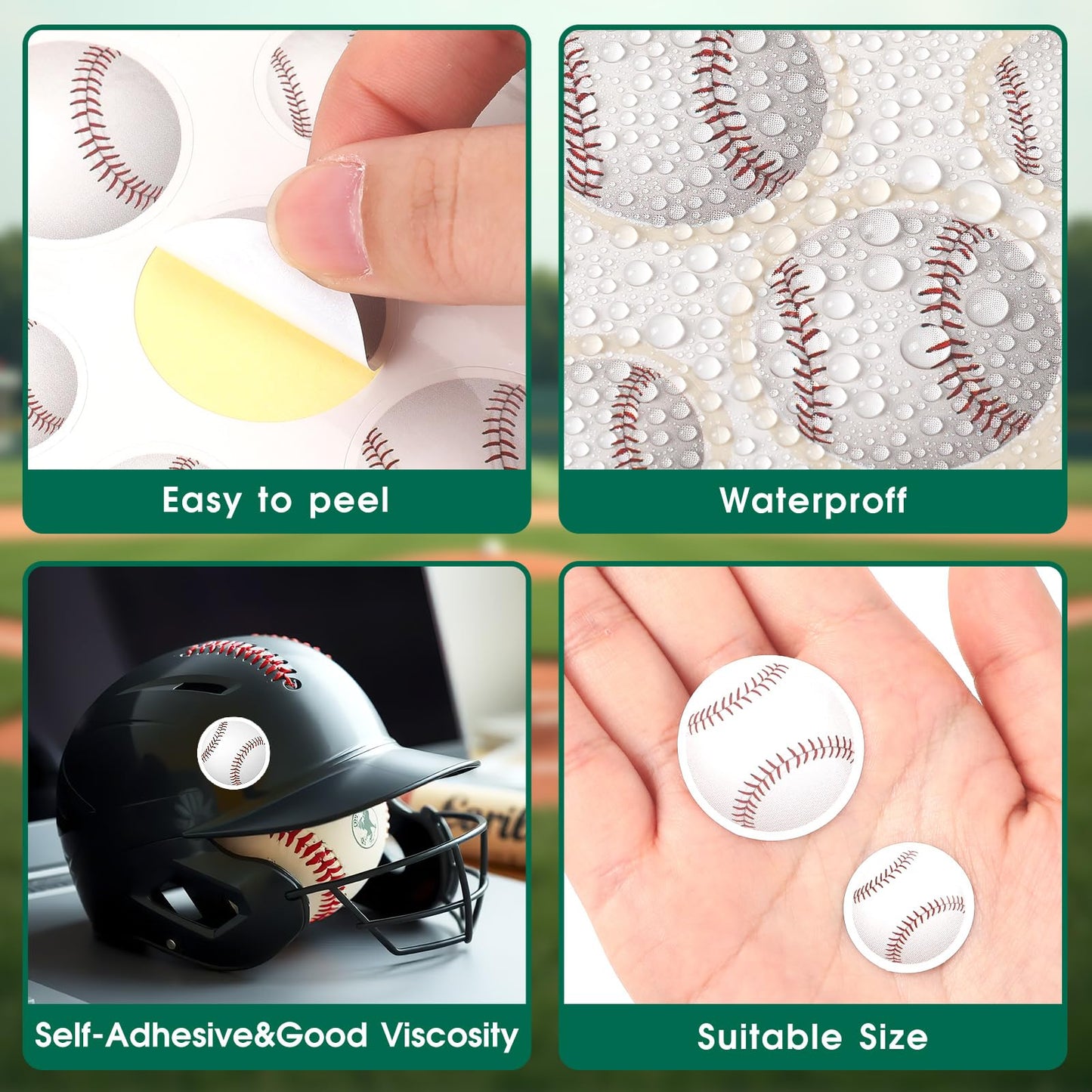 JULMELON 512Pcs Baseball Stickers for Kids – Water-Repellent, Self-Adhesive Helmet Stickers for Bottles, Notebooks & Scrapbooks