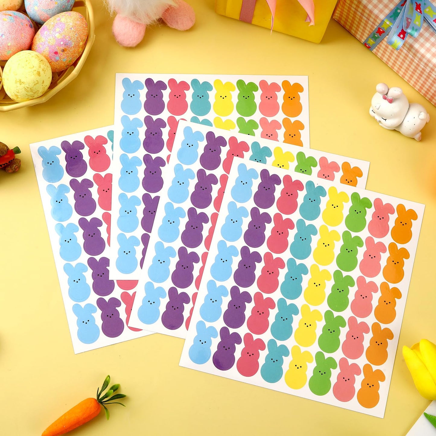 JULMELON 640 Pcs Easter Bunny Stickers – Vibrant Waterproof DIY Decor & Party Favors