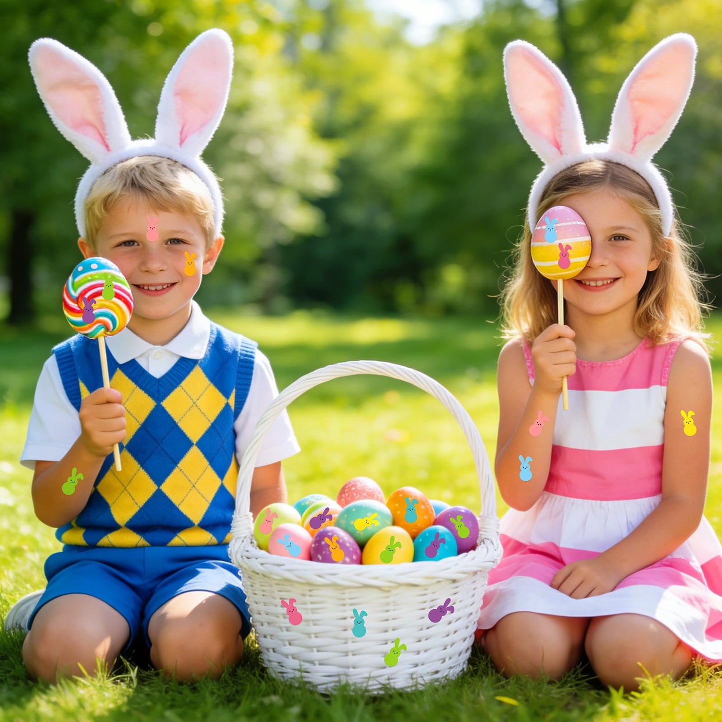 JULMELON 640 Pcs Easter Bunny Stickers – Vibrant Waterproof DIY Decor & Party Favors