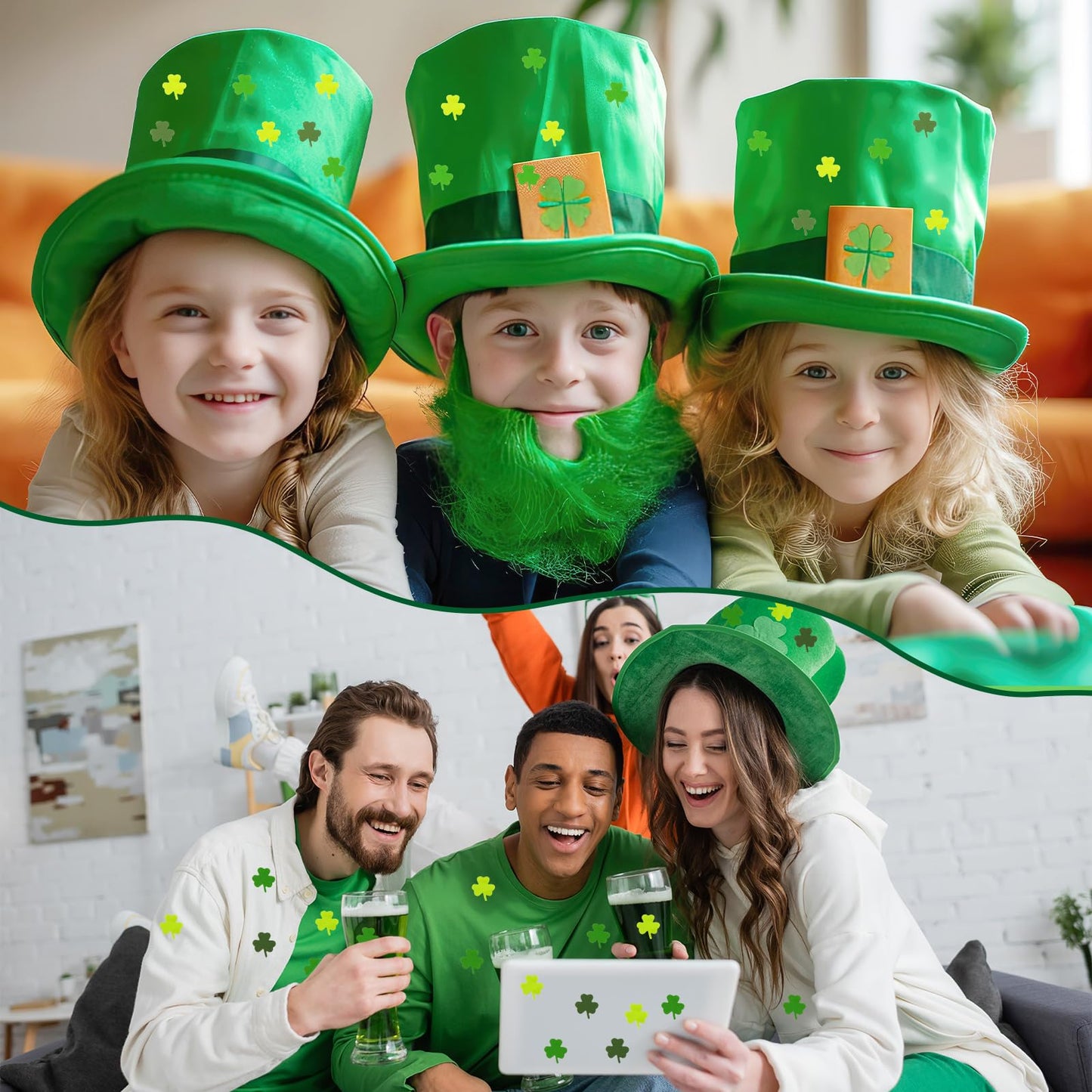JULMELON 16 Sheets St Patrick's Day Shamrock Stickers – Mini Foam Clover Decor for Kids & Classrooms