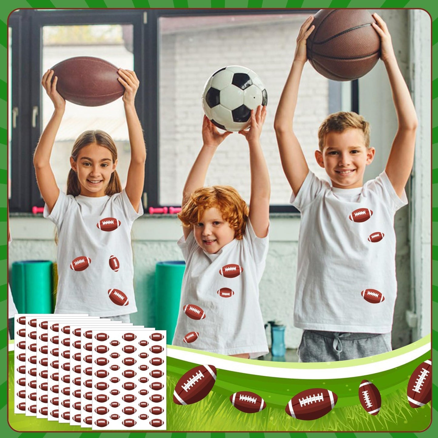JULMELON JUMELON 608 Football Stickers for Kids — Water-Repellent, Self-Adhesive Decor