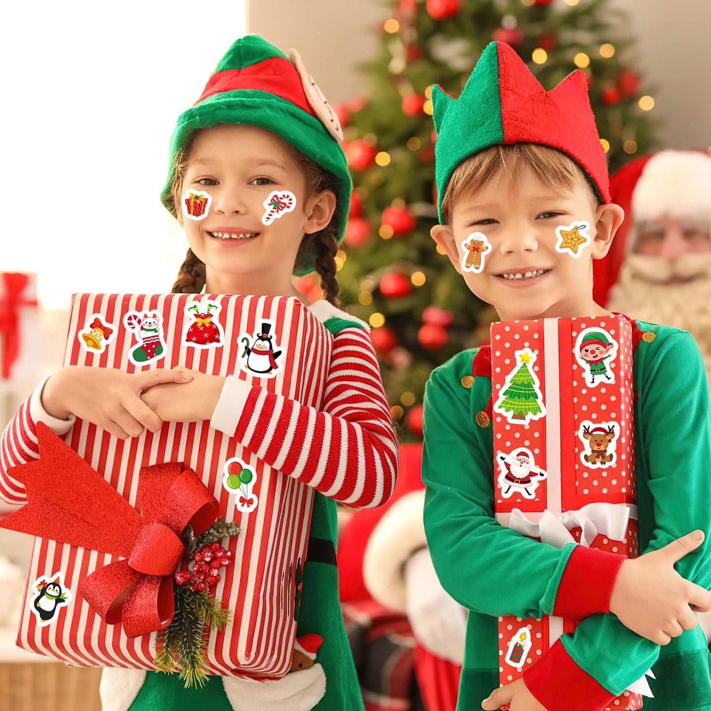 JULMELON 240 PCS Cute Christmas Stickers – 120 Designs Bulk Pack for Kids, Classroom & DIY Crafts