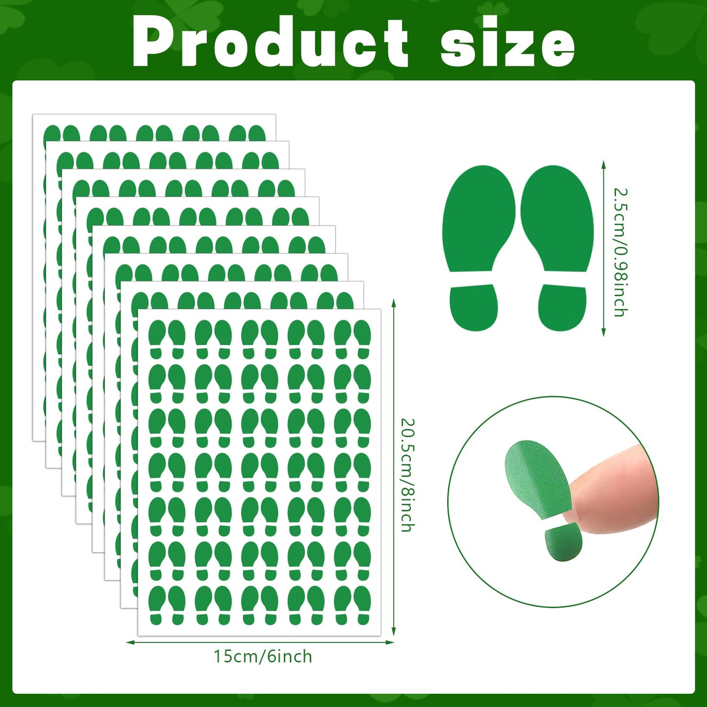 JULMELON 16 Sheets Green Leprechaun Footprints Stickers – 1,500 Mini St Patrick's Day Crafts