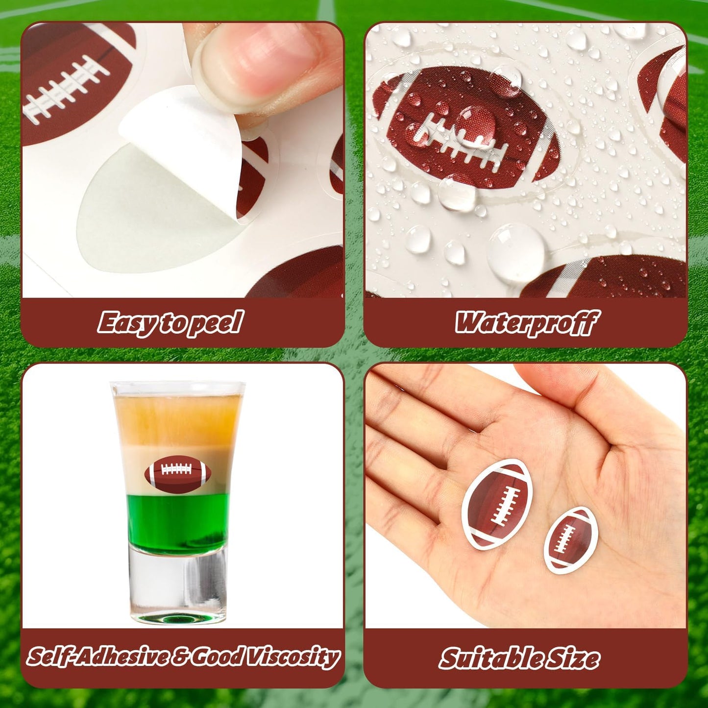 JULMELON JUMELON 608 Football Stickers for Kids — Water-Repellent, Self-Adhesive Decor