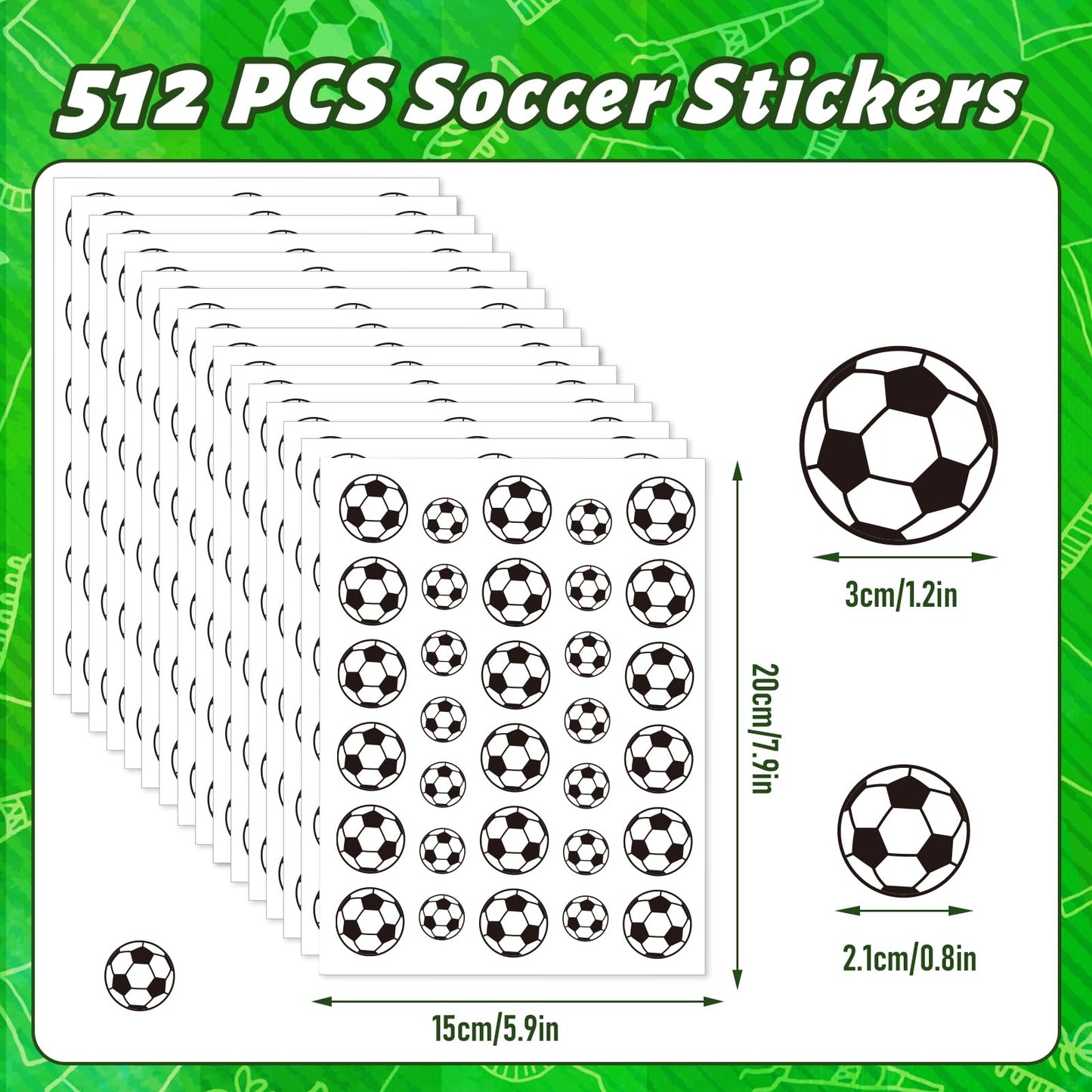 JULMELON 512Pcs Soccer Stickers for Kids – Water-Repellent Self-Adhesive Party Favors