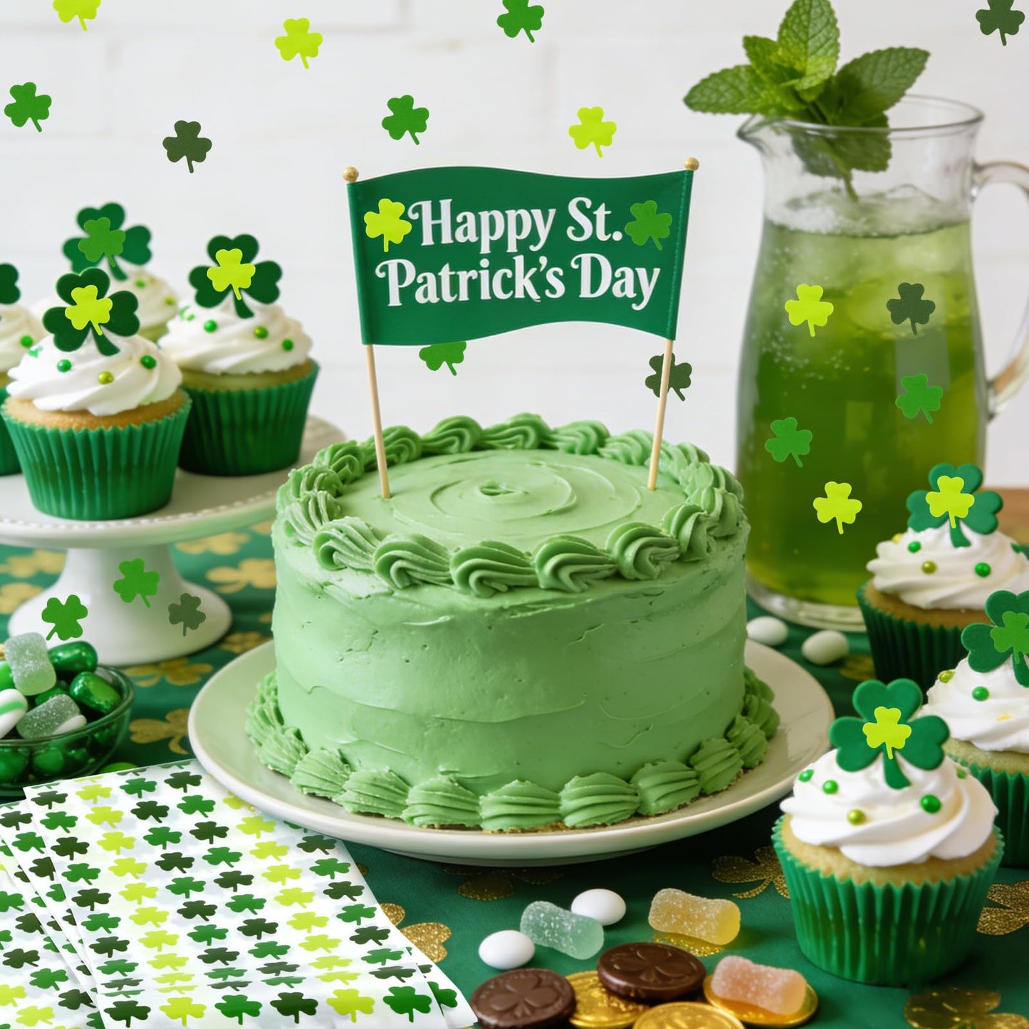 JULMELON 16 Sheets St Patrick's Day Shamrock Stickers – Mini Foam Clover Decor for Kids & Classrooms