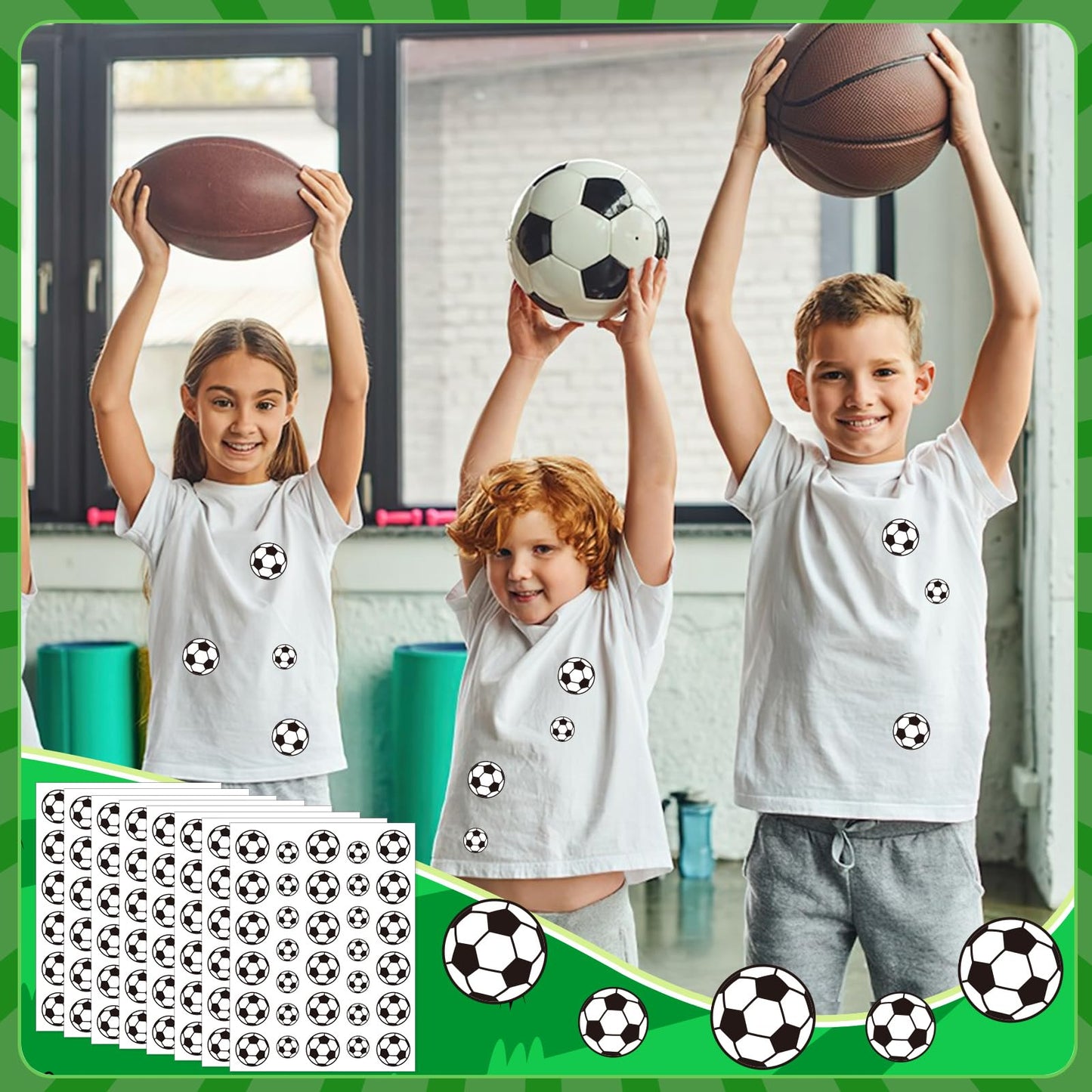 JULMELON 512Pcs Soccer Stickers for Kids – Water-Repellent Self-Adhesive Party Favors
