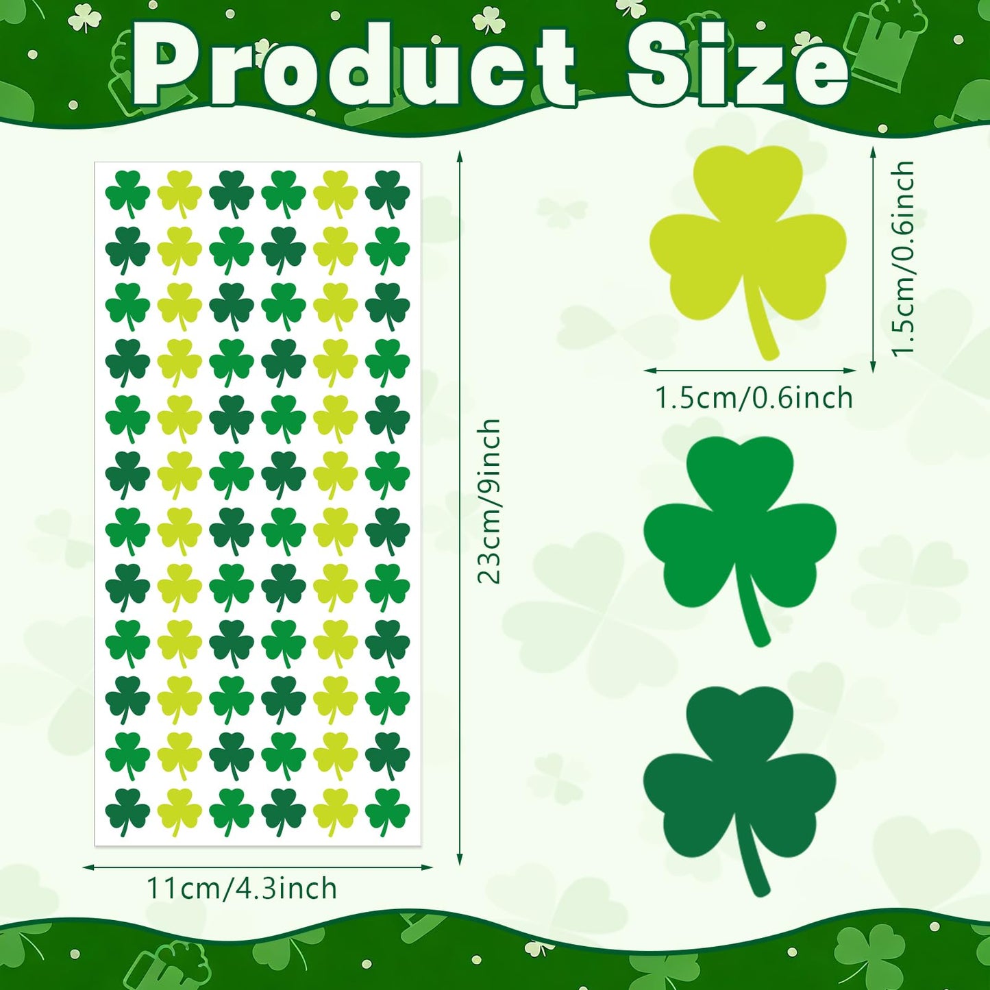 JULMELON 16 Sheets St Patrick's Day Shamrock Stickers – Mini Foam Clover Decor for Kids & Classrooms