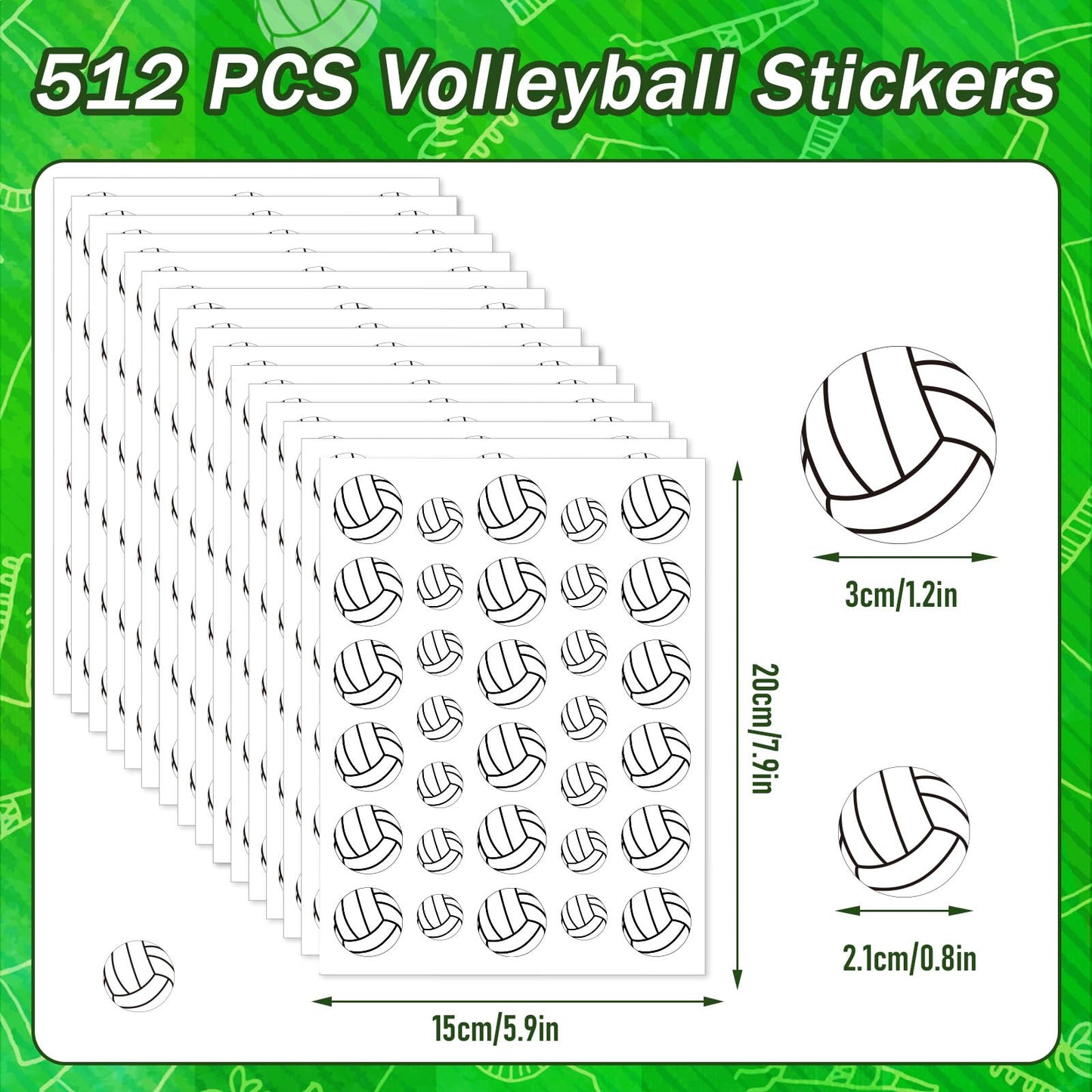 JULMELON 512-Piece Volleyball Sticker Set for Kids – Water Bottle & Scrapbooking Decor
