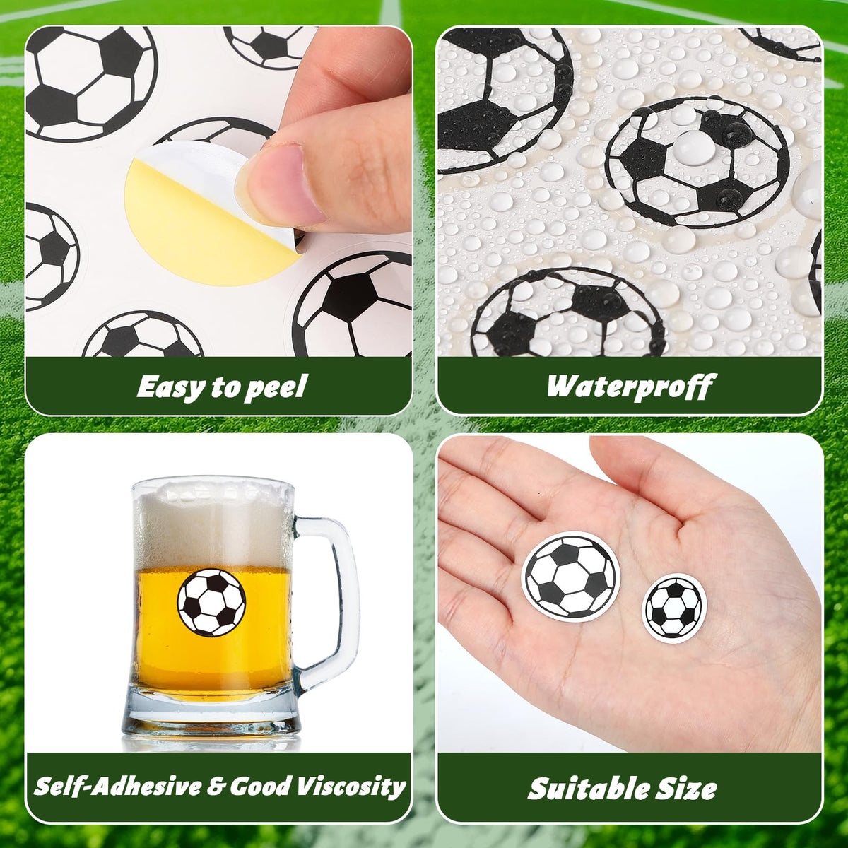 JULMELON 512Pcs Soccer Stickers for Kids – Water-Repellent Self-Adhesive Party Favors
