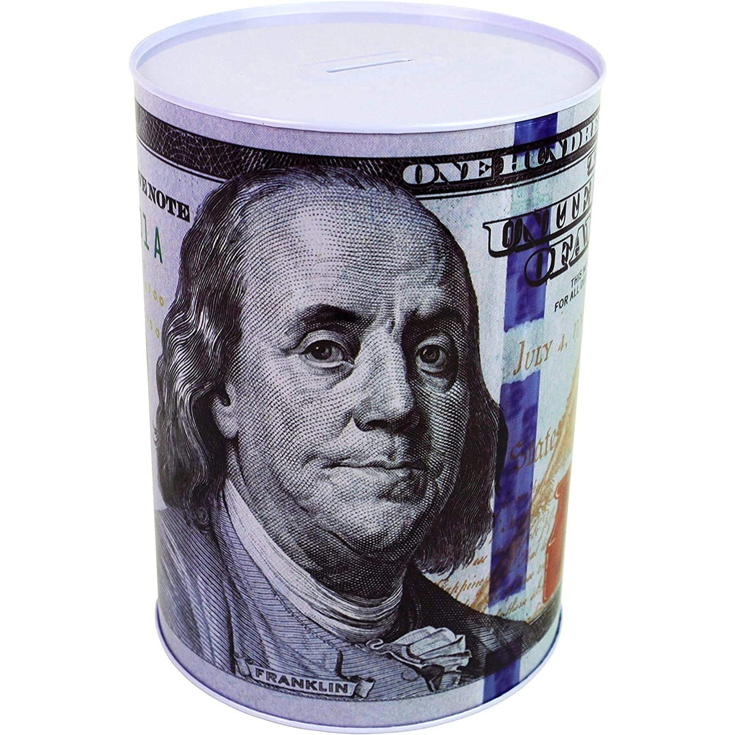Julysgift 100 Dollar Bill Piggy Bank - 5 7/8 in Tall Tin Coin Jar