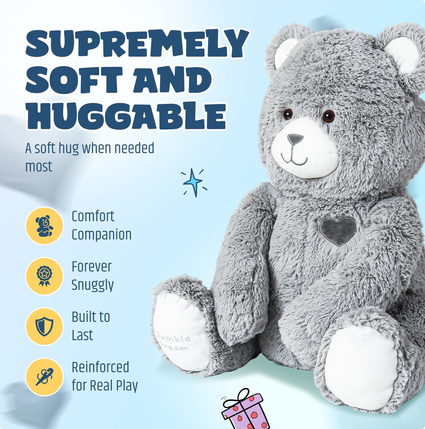 Jumble Dream Jumble Bear 4LB Weighted Plush Toy – Large Comfort Bear for All Ages