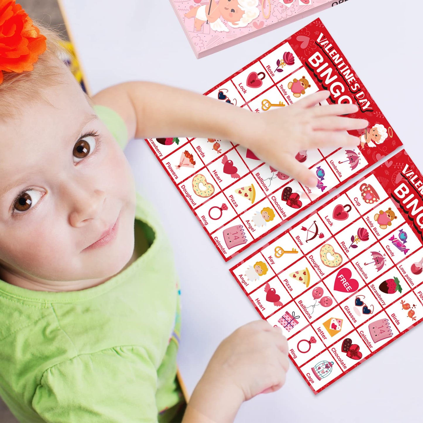 Jumlys Valentines Bingo - 32-Player Large Cards for Family & Classroom
