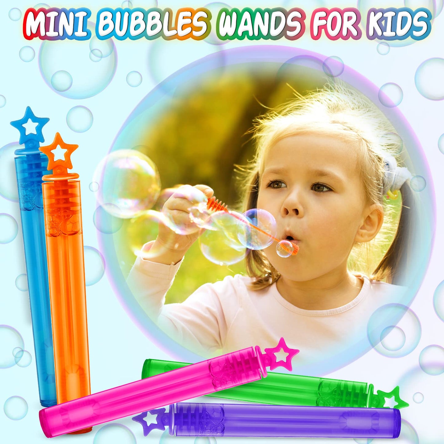 Jumlys 240 Mini Bubble Wands in 6 Colors | Bulk Party Favors for Kids