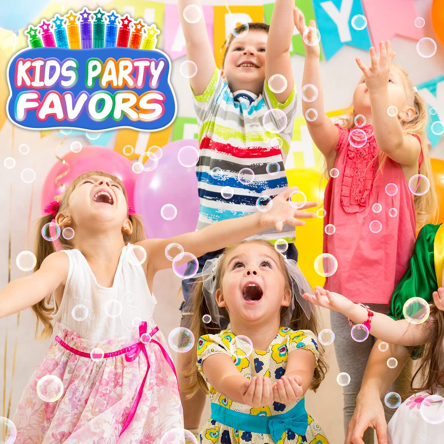 Jumlys 240 Mini Bubble Wands in 6 Colors | Bulk Party Favors for Kids