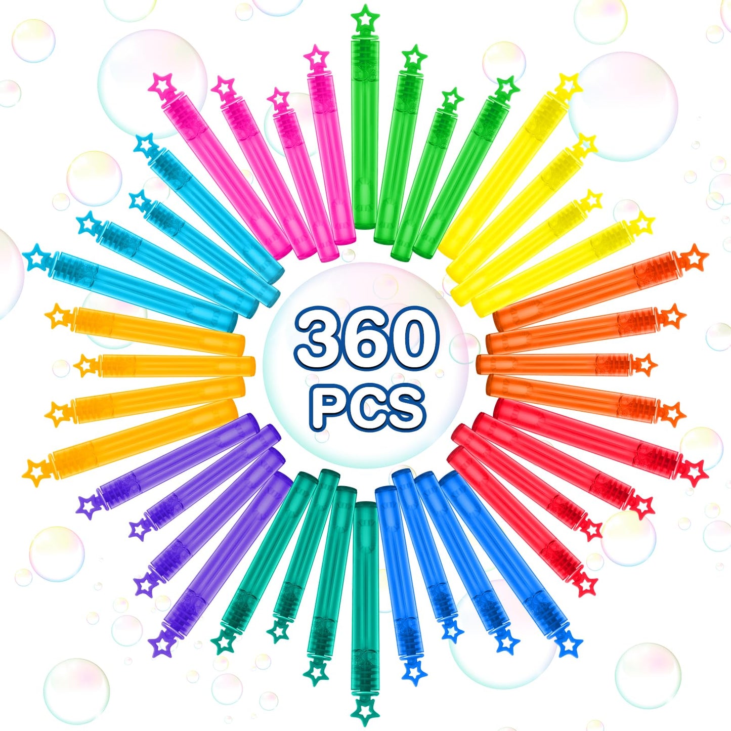 Jumlys 240 Mini Bubble Wands in 6 Colors | Bulk Party Favors for Kids