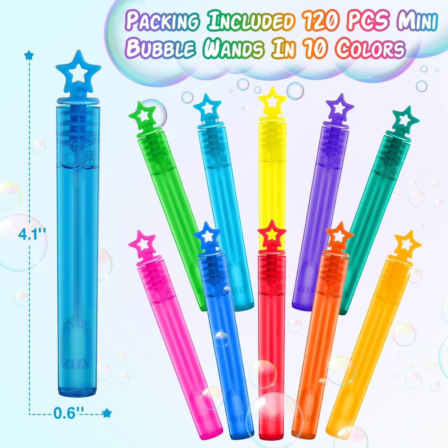 120 Mini Bubble Wands in Six Bright Colors | Jumlys Party Favors Pack