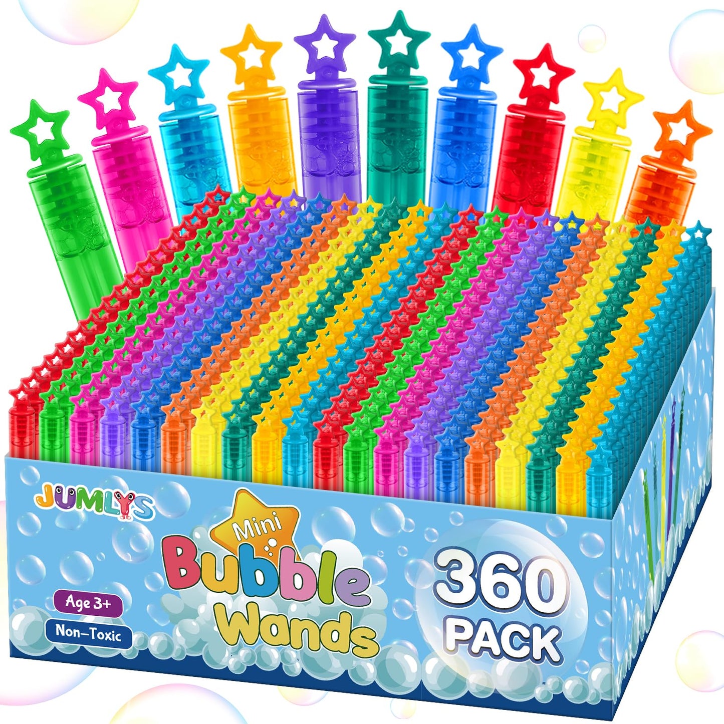 Jumlys 240 Mini Bubble Wands in 6 Colors | Bulk Party Favors for Kids