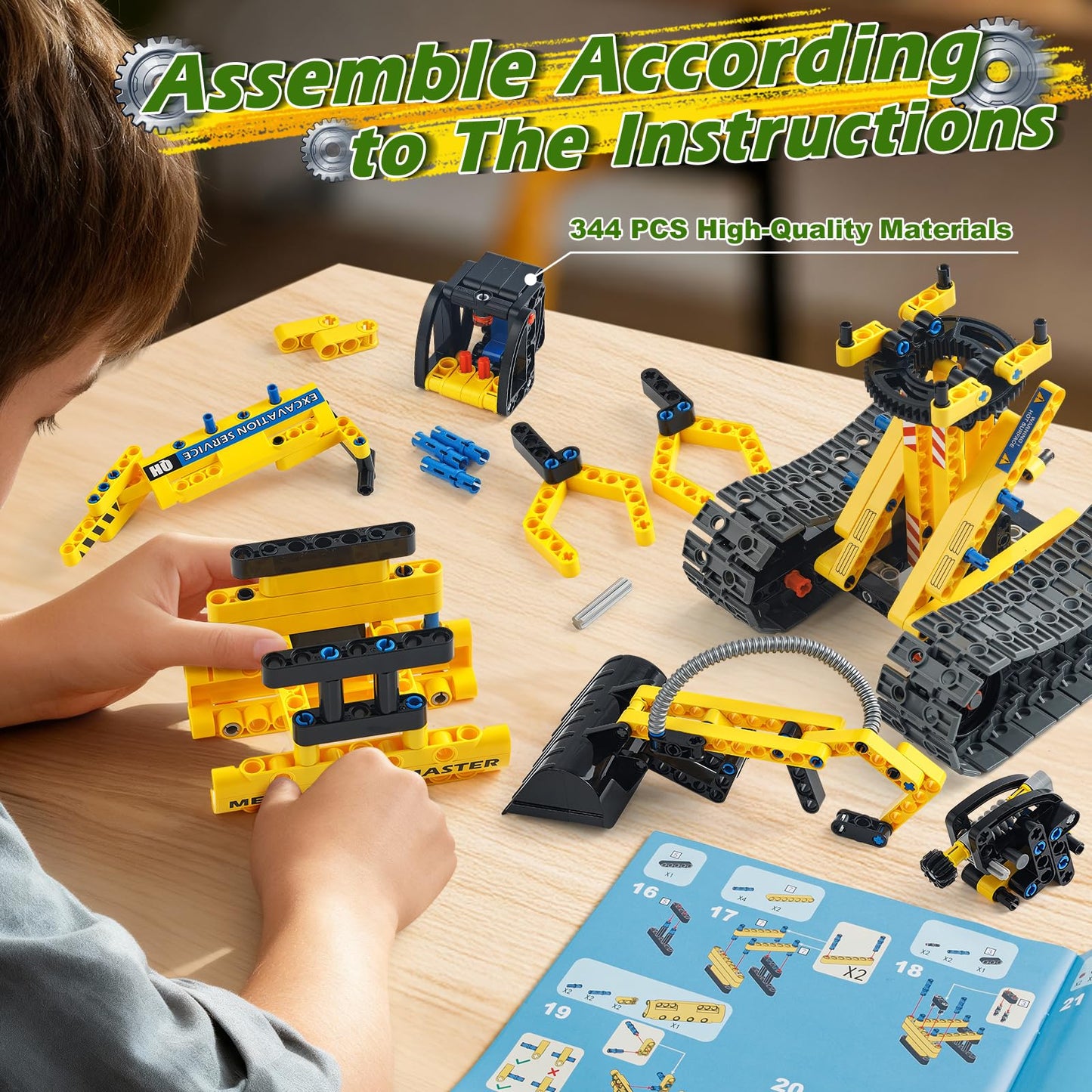 Jumlys STEM Building Toy – 344-Piece 2-in-1 Excavator & Robot Kit for Kids Aged 5–12