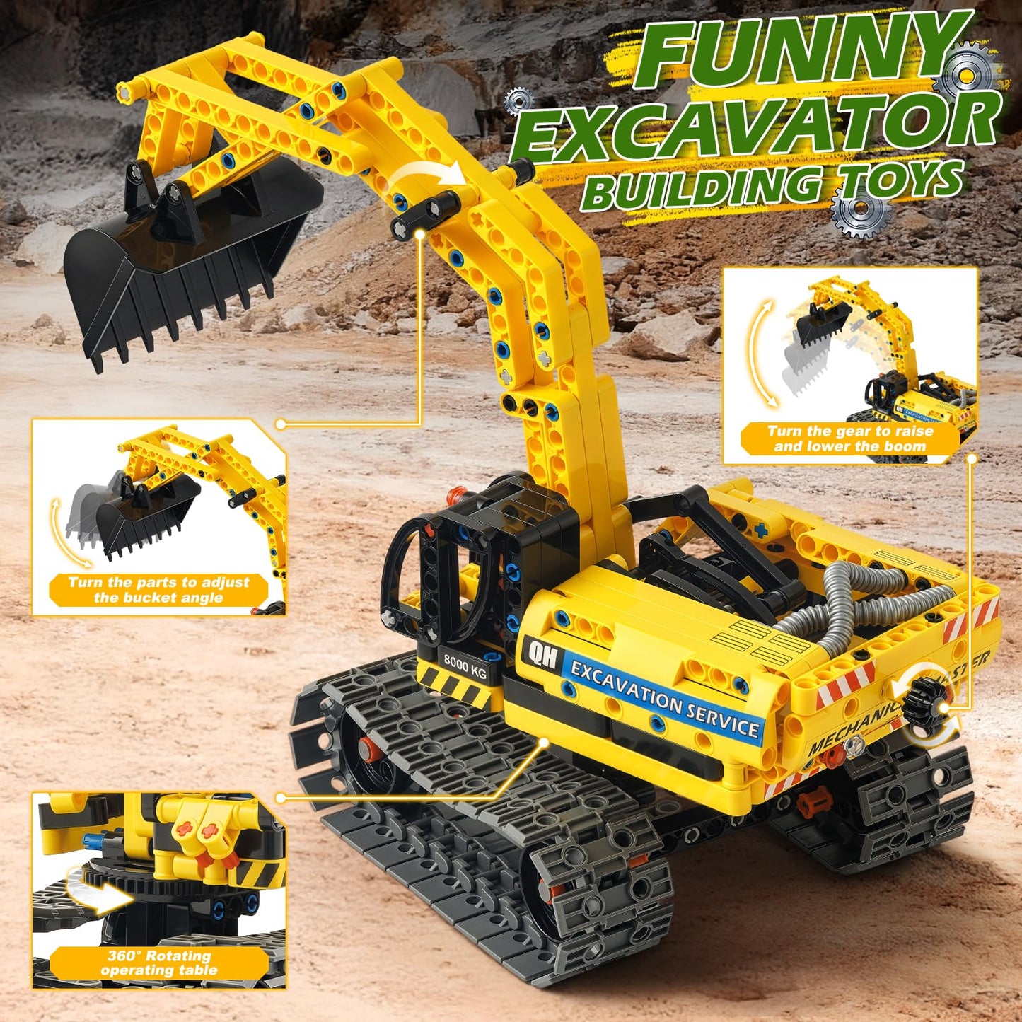 Jumlys STEM Building Toy – 344-Piece 2-in-1 Excavator & Robot Kit for Kids Aged 5–12